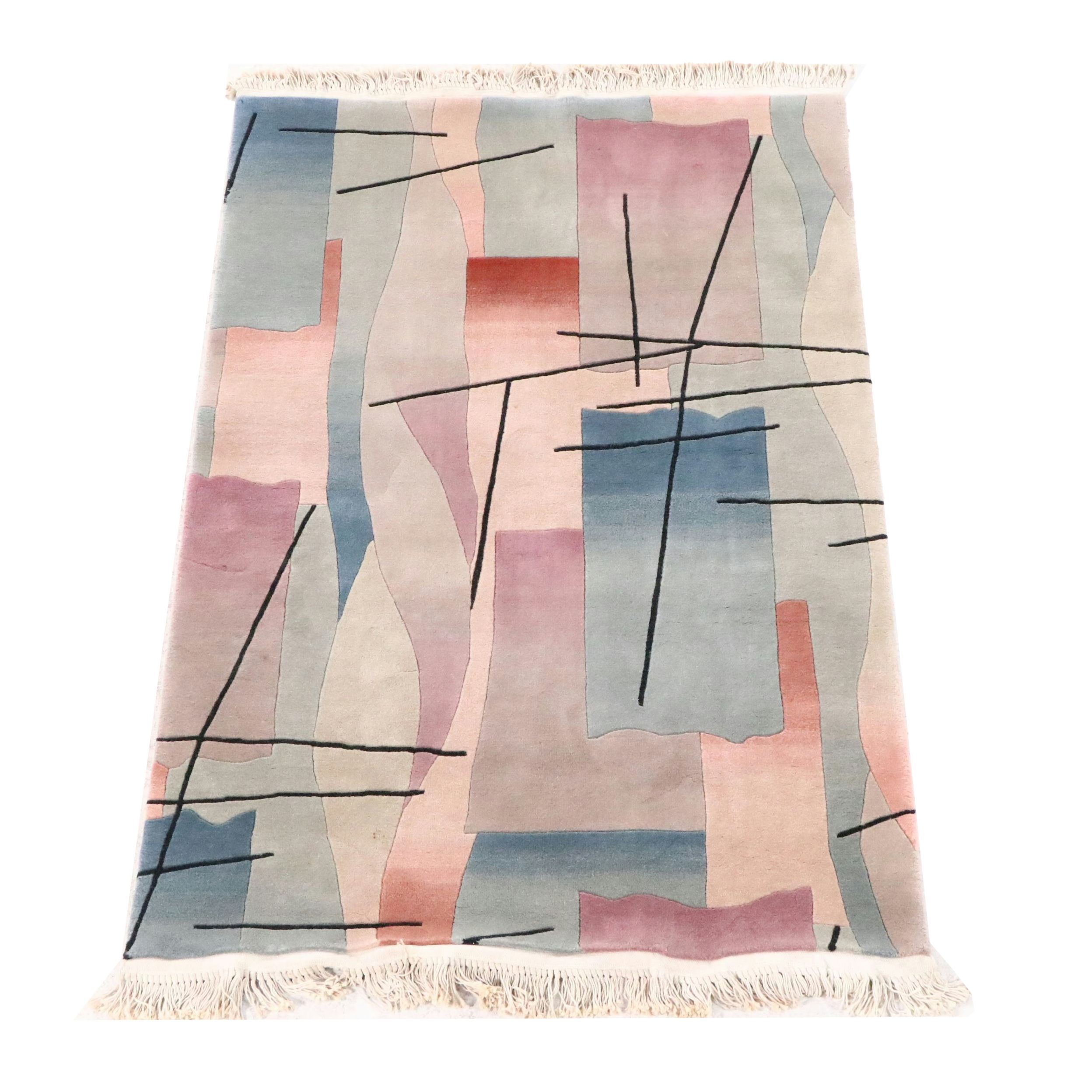 3'8 x 6'4 Hand-Knotted Nepalese Modern Area Rug