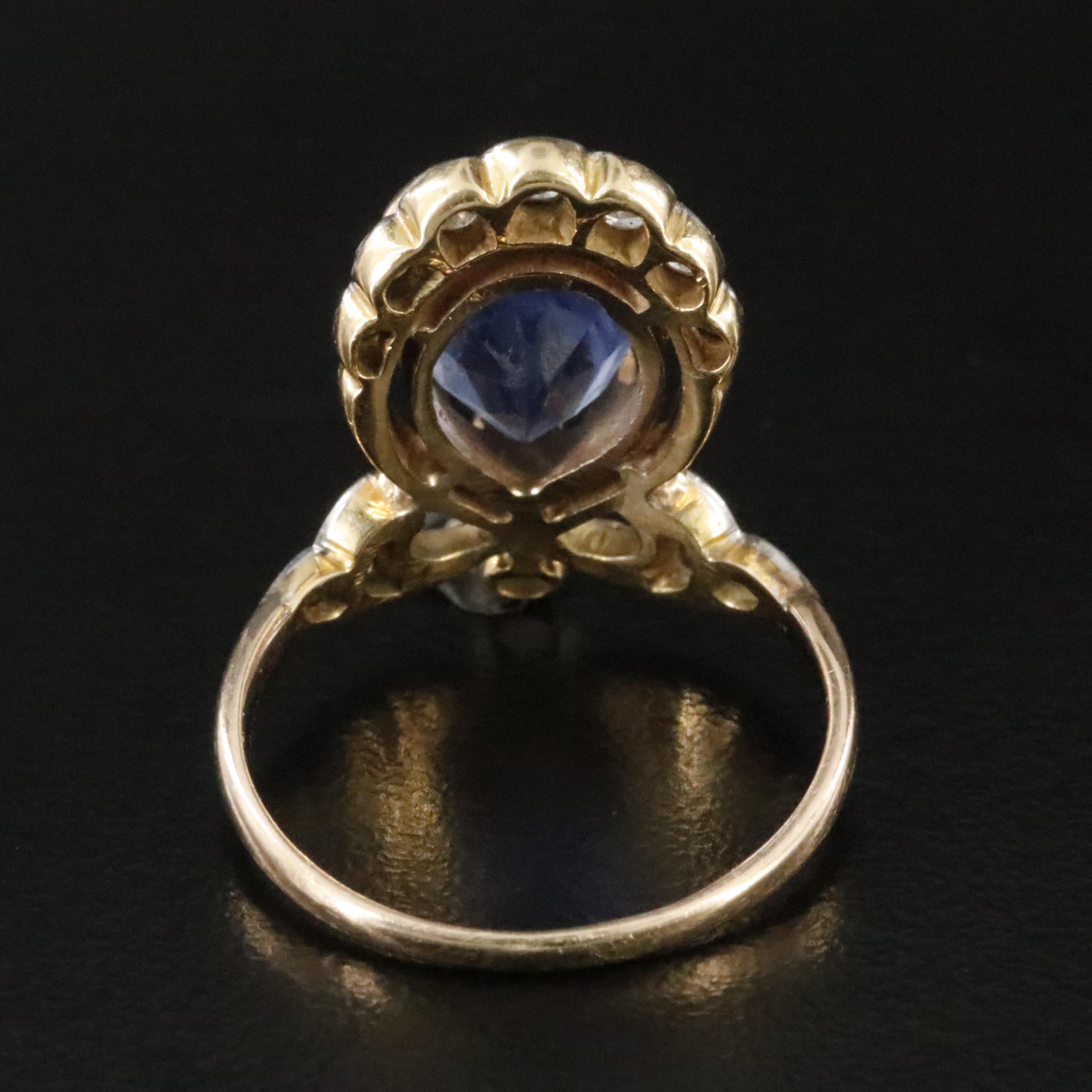 Vintage 14K 5.21 CT Sapphire and Diamond Aigrette Ring