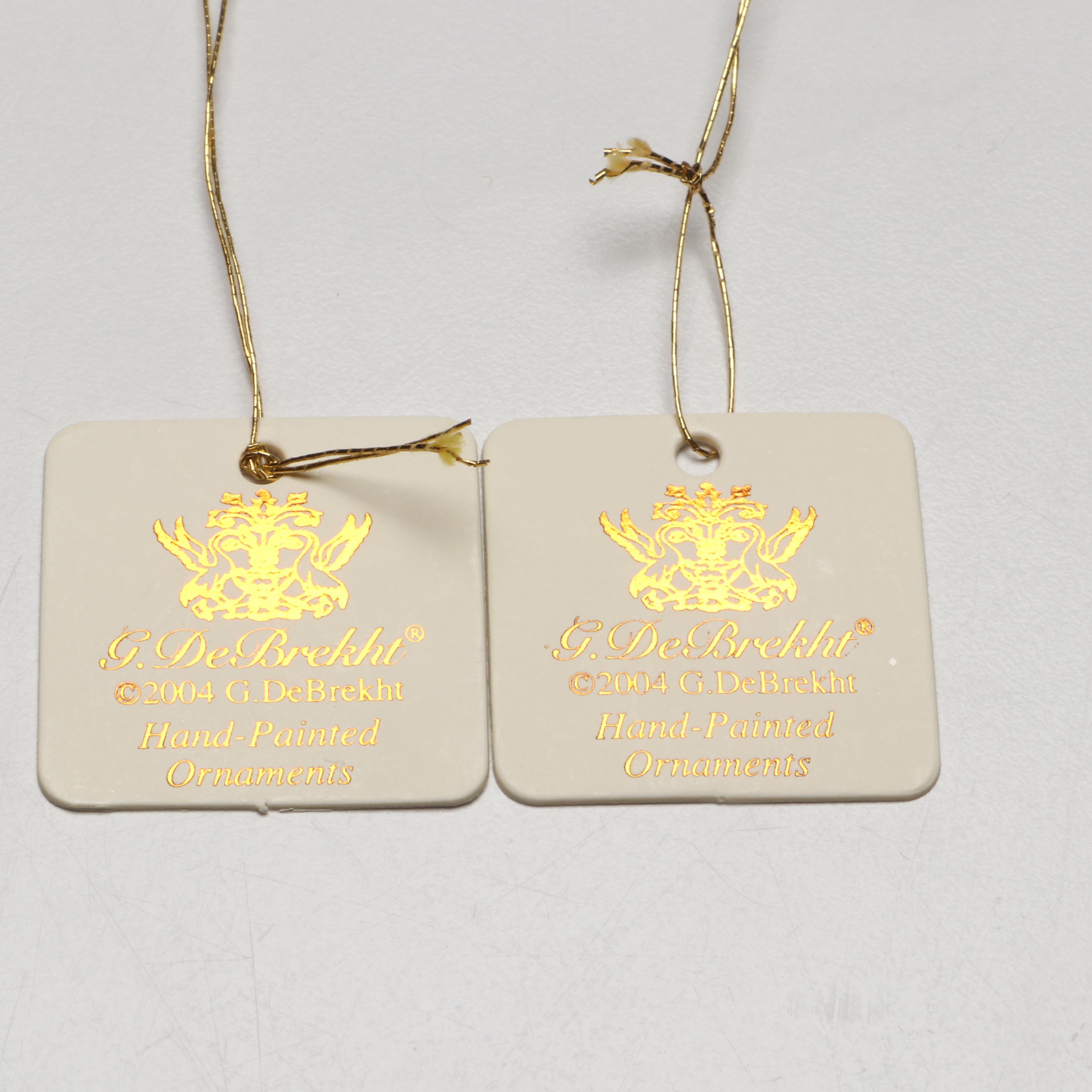 G. DeBrekht Hand-Painted Wooden Santa Claus Ornaments