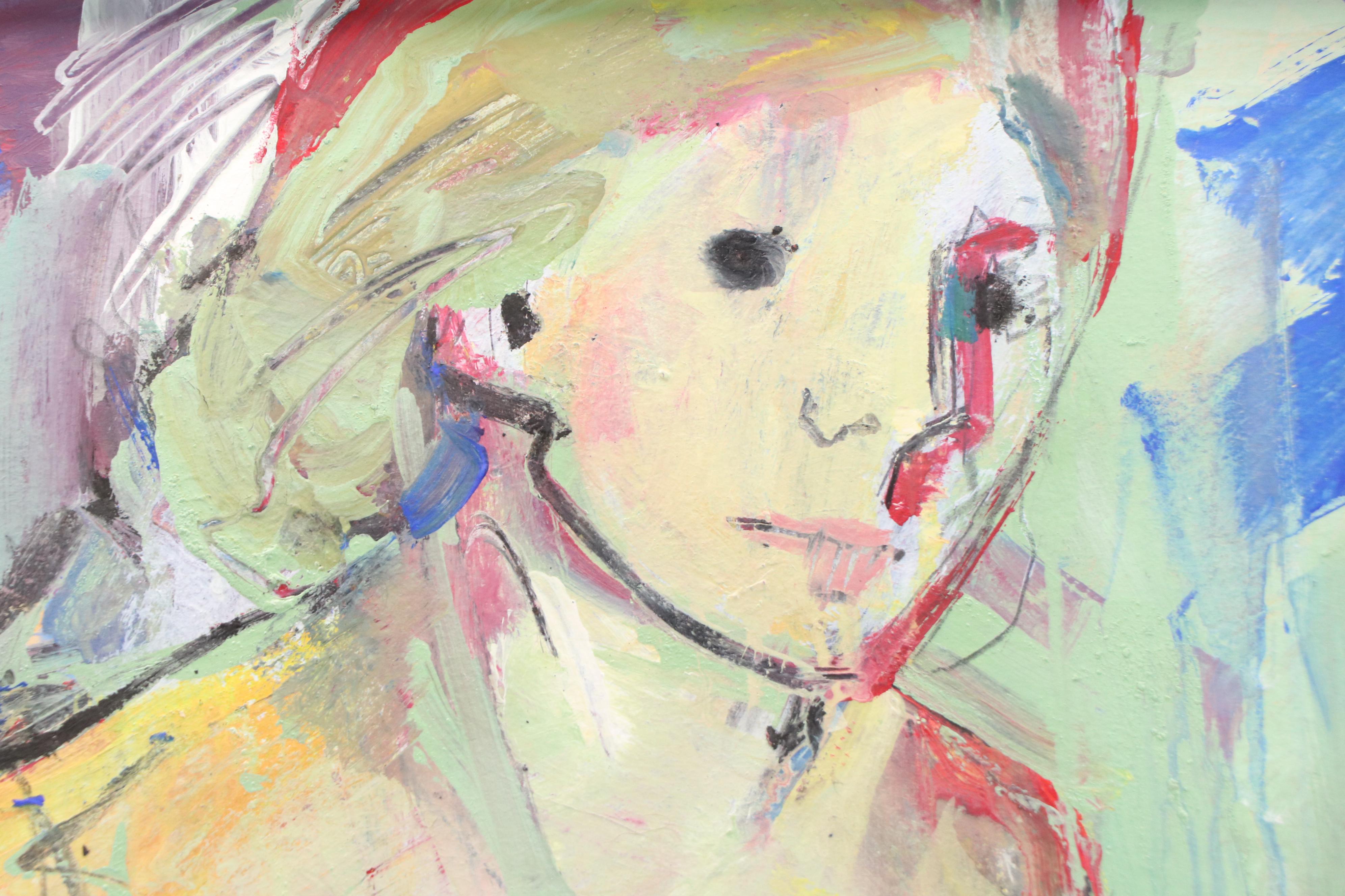 Jack Meanwell Modern Expressionist Oil Painting of Nude Woman, 1981