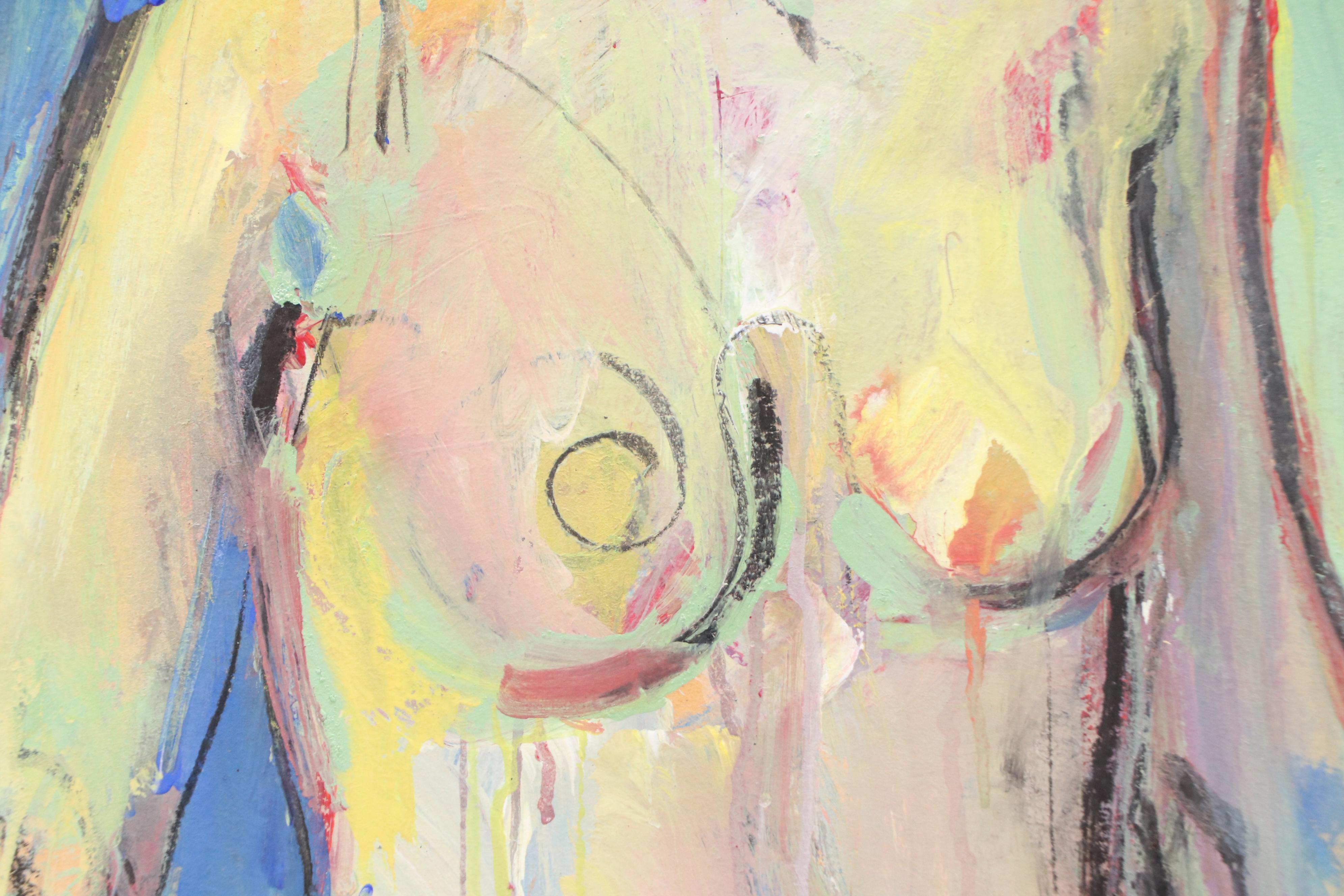 Jack Meanwell Modern Expressionist Oil Painting of Nude Woman, 1981