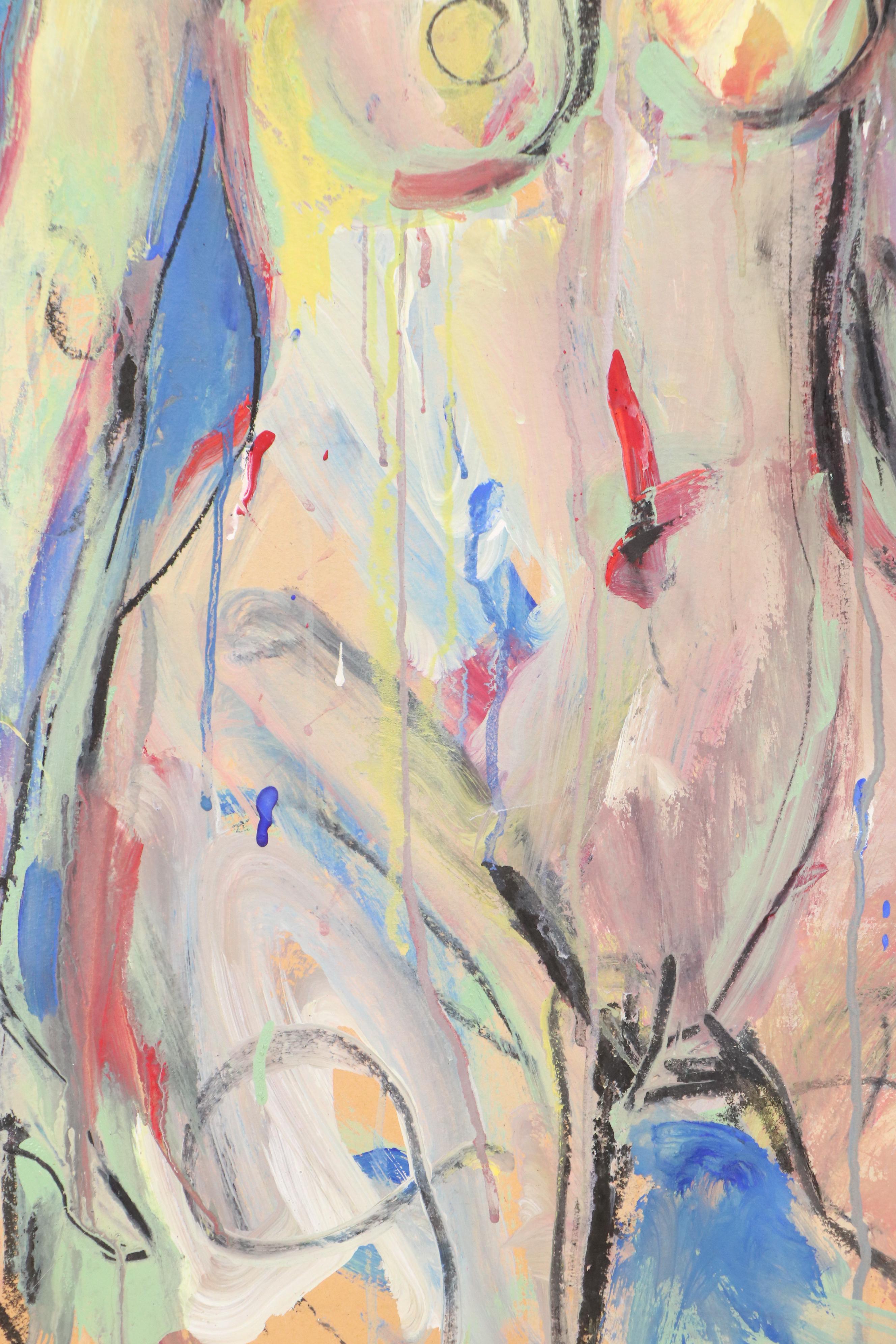 Jack Meanwell Modern Expressionist Oil Painting of Nude Woman, 1981