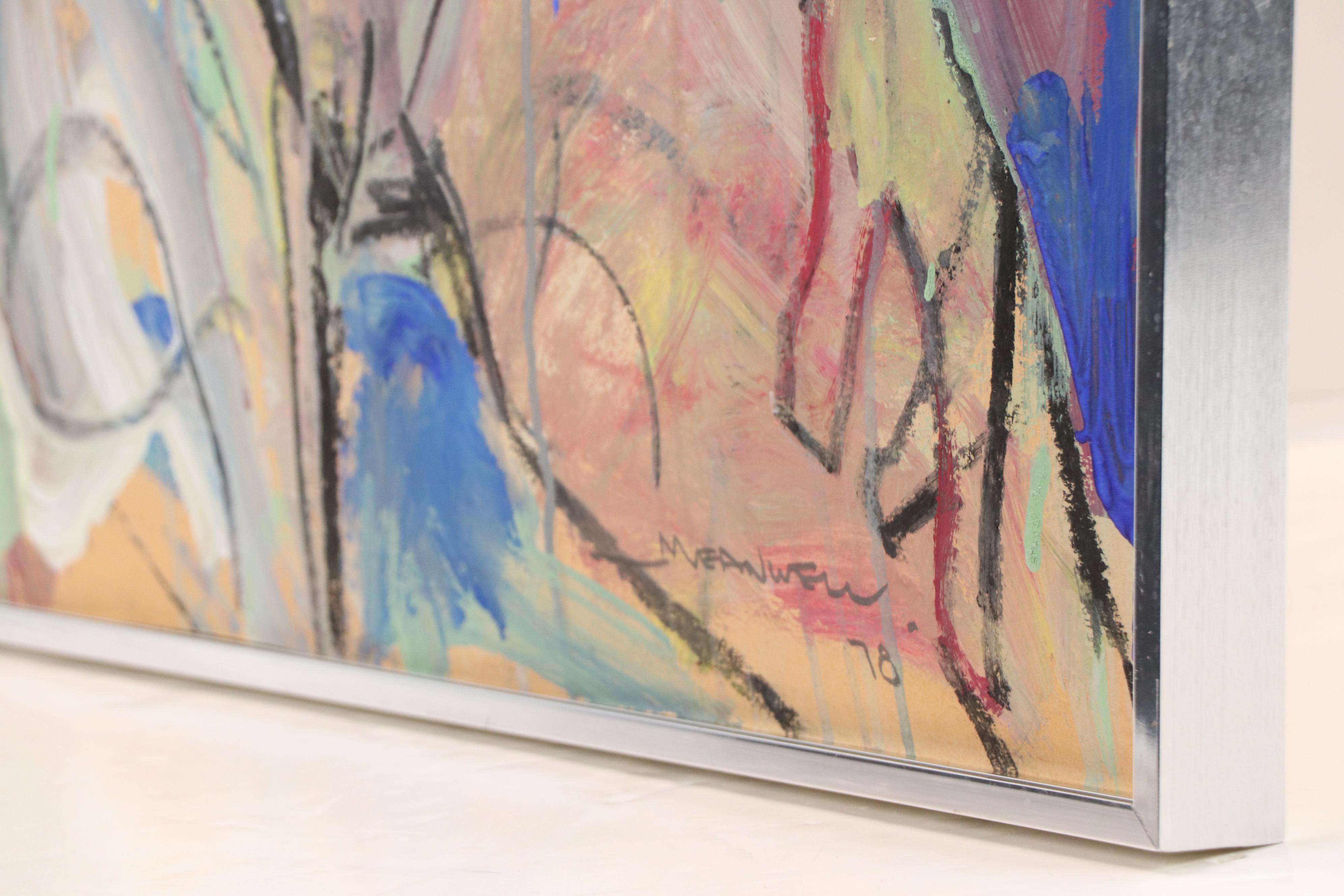 Jack Meanwell Modern Expressionist Oil Painting of Nude Woman, 1981