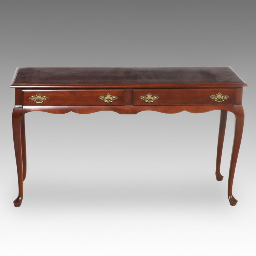 Queen Anne Style Cherry Two-Drawer Console Table