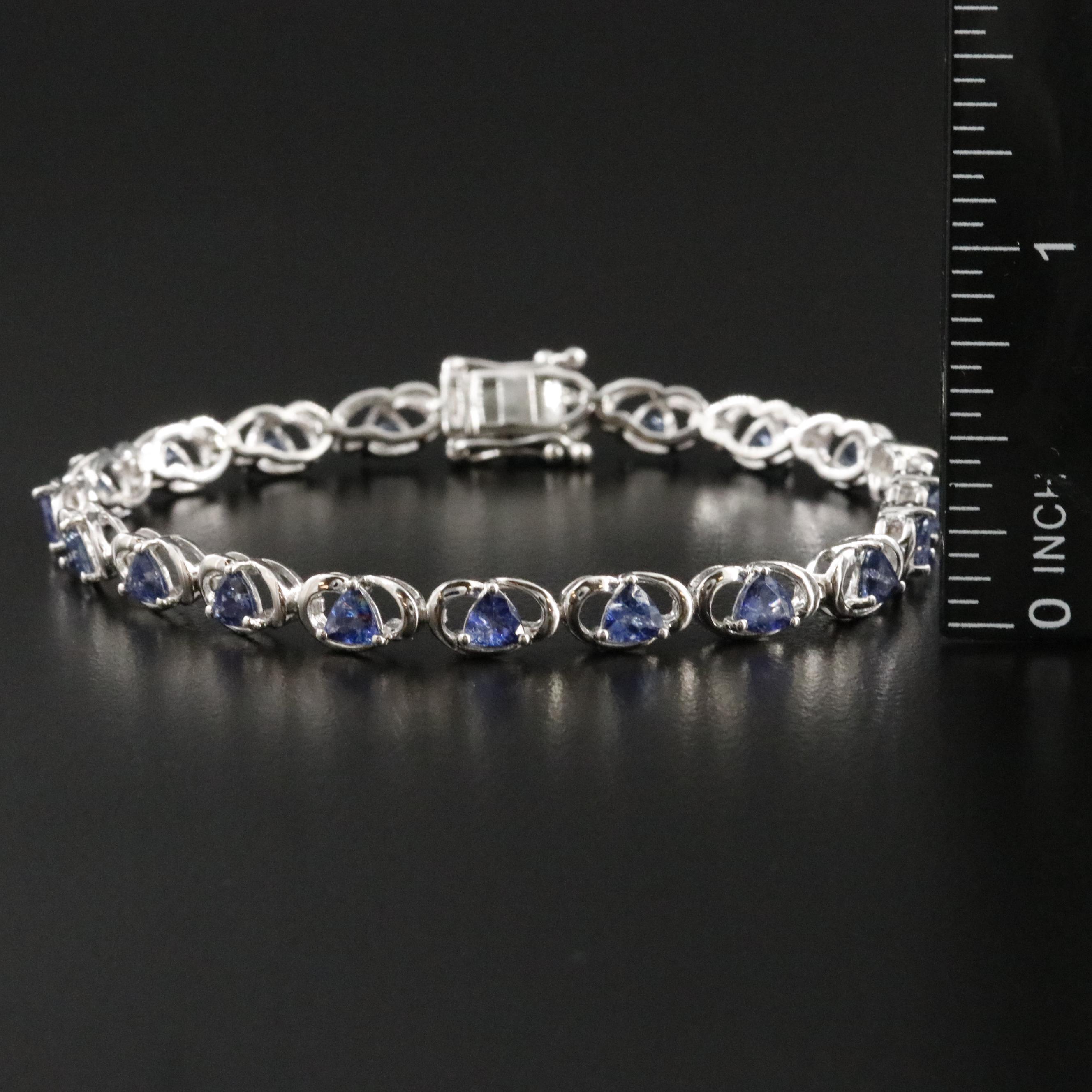 Oscar Friedman Sterling Tanzanite Line Bracelet