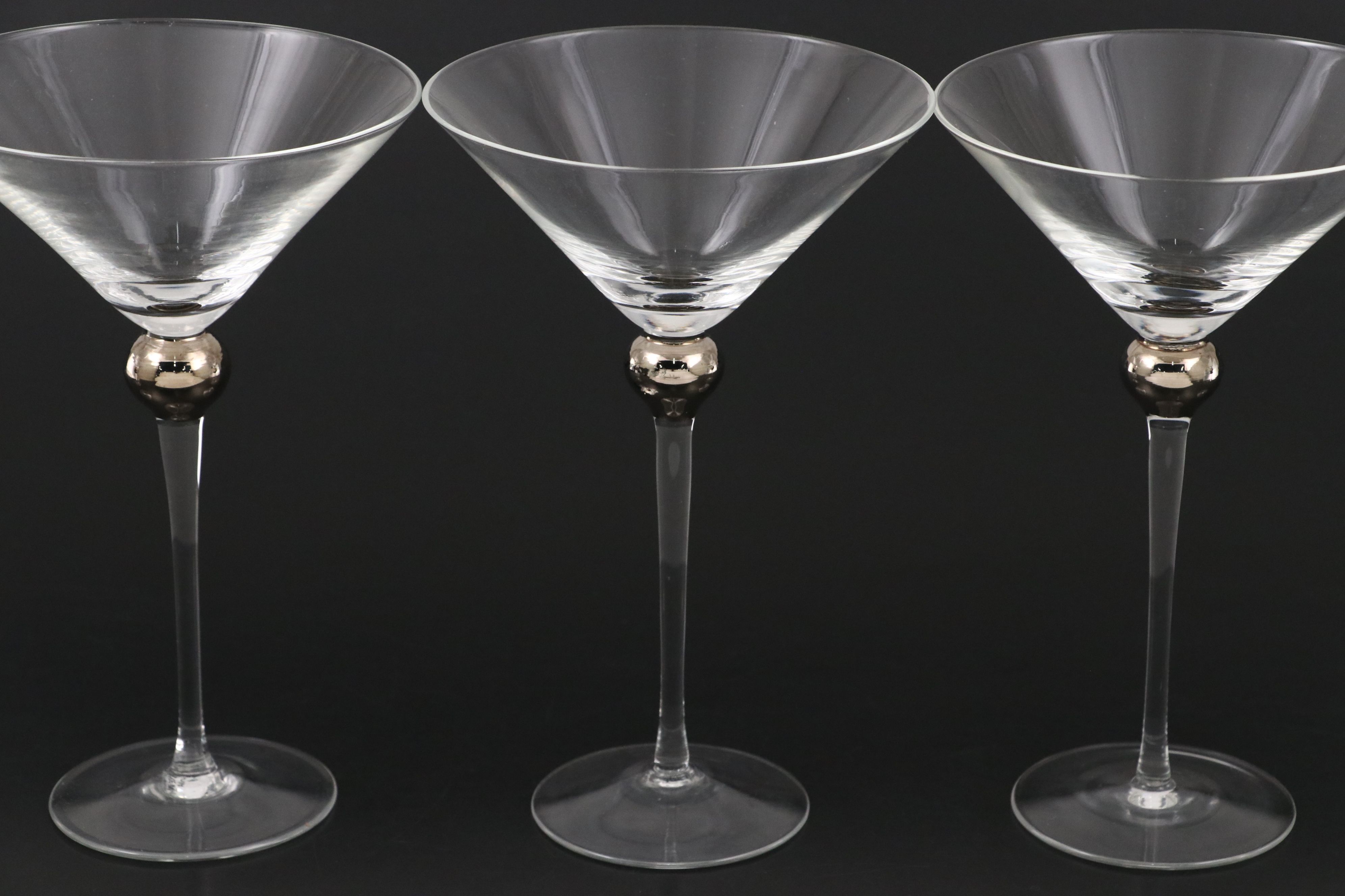 Contemporary Martini Glasses with Silver Ball Accent
