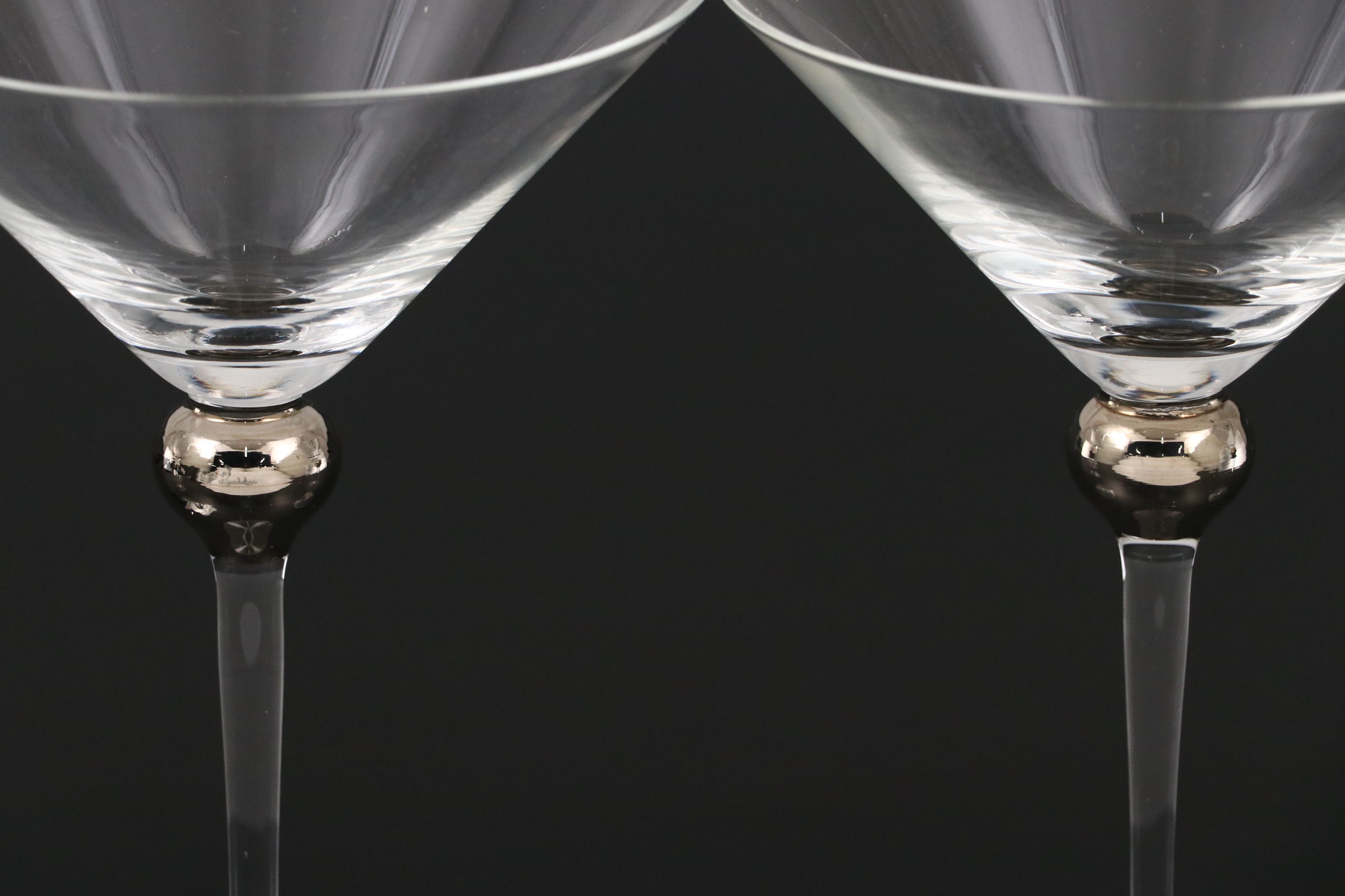 Contemporary Martini Glasses with Silver Ball Accent