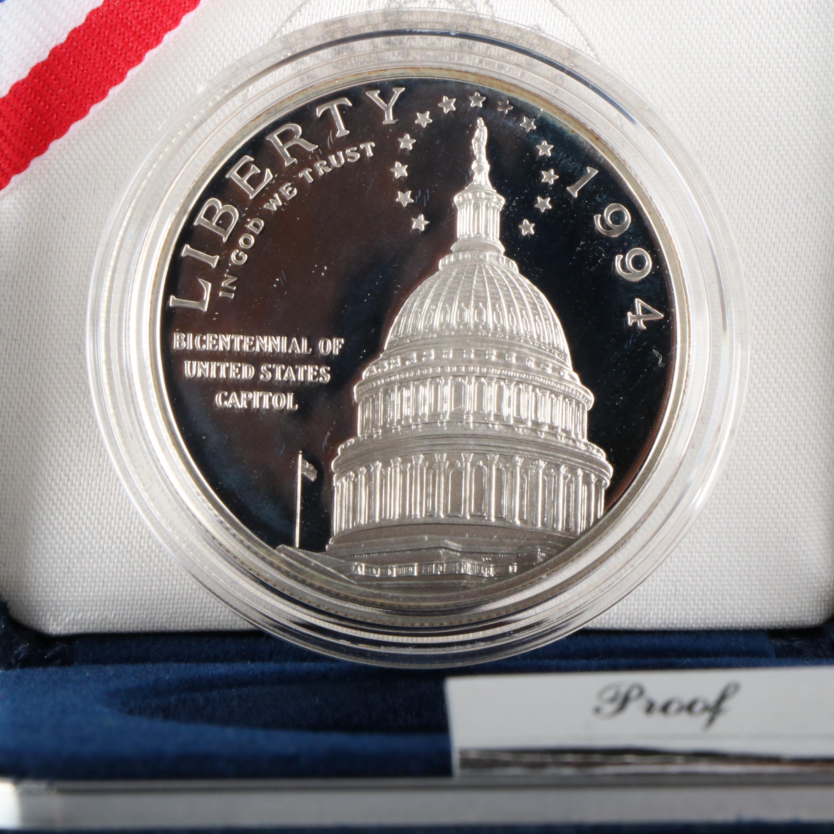 Three Different Modern Commemorative Proof Silver Dollars