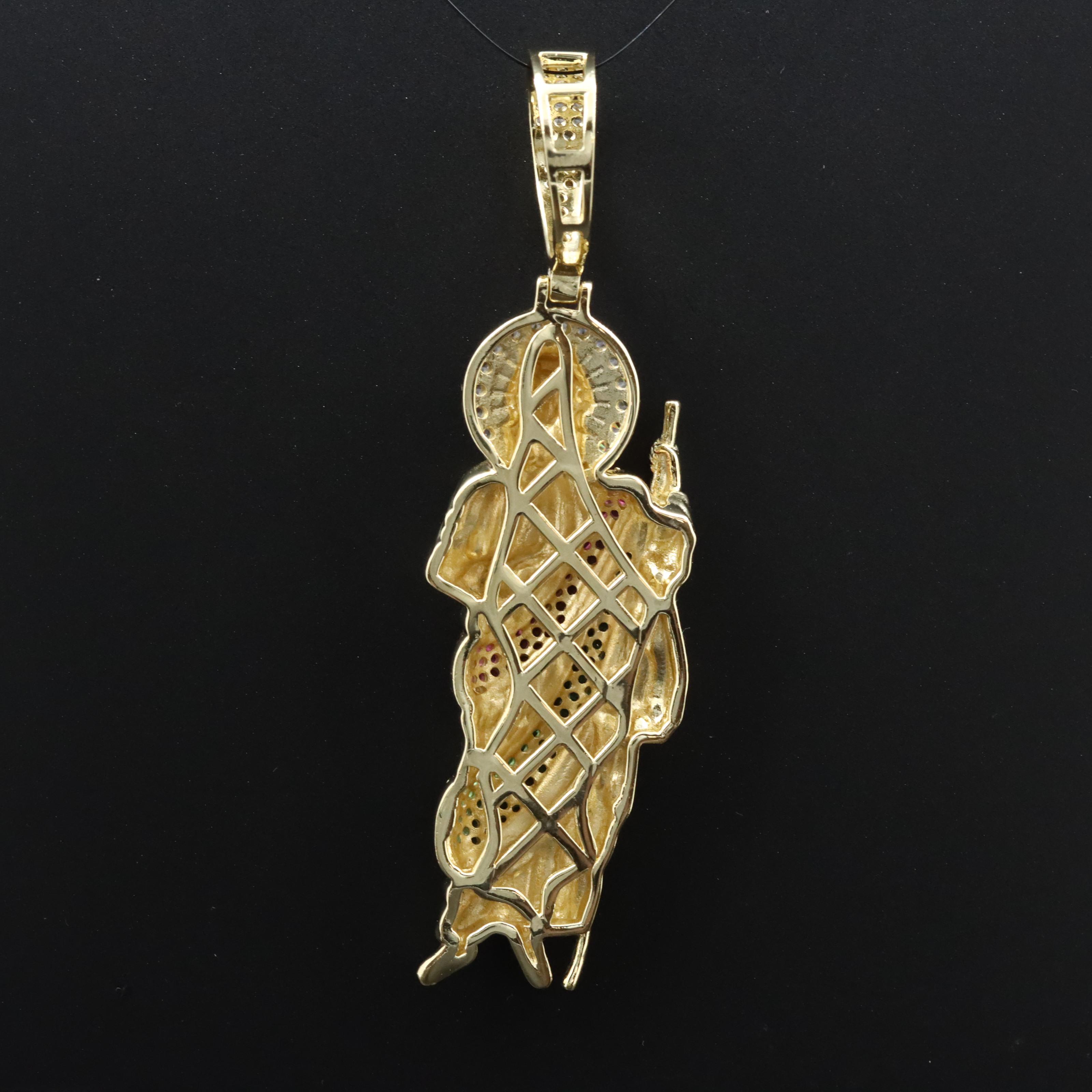 Sterling Pendant with CZ, Ruby and Emerald Accents