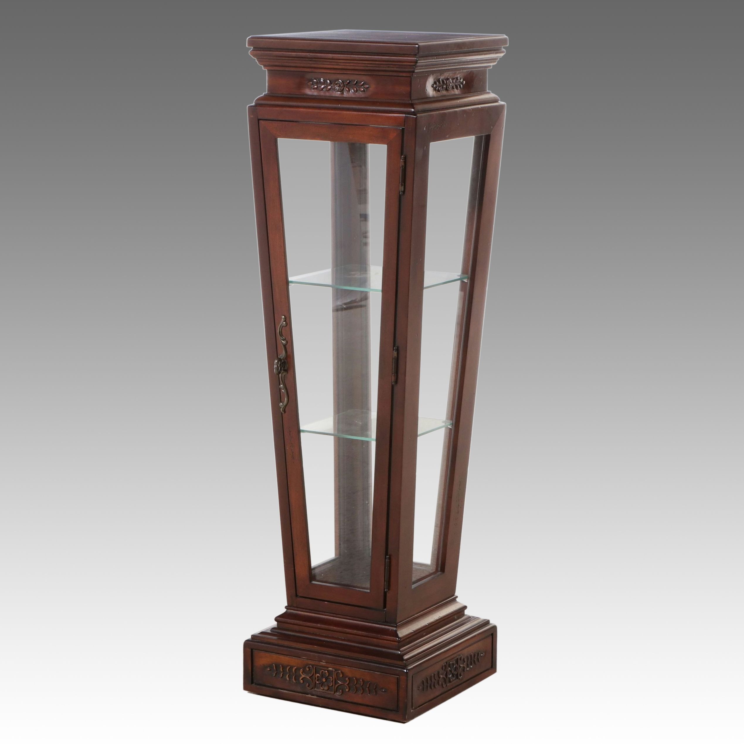 Neoclassical Style Mahogany Tapered Curio Cabinet Pedestal