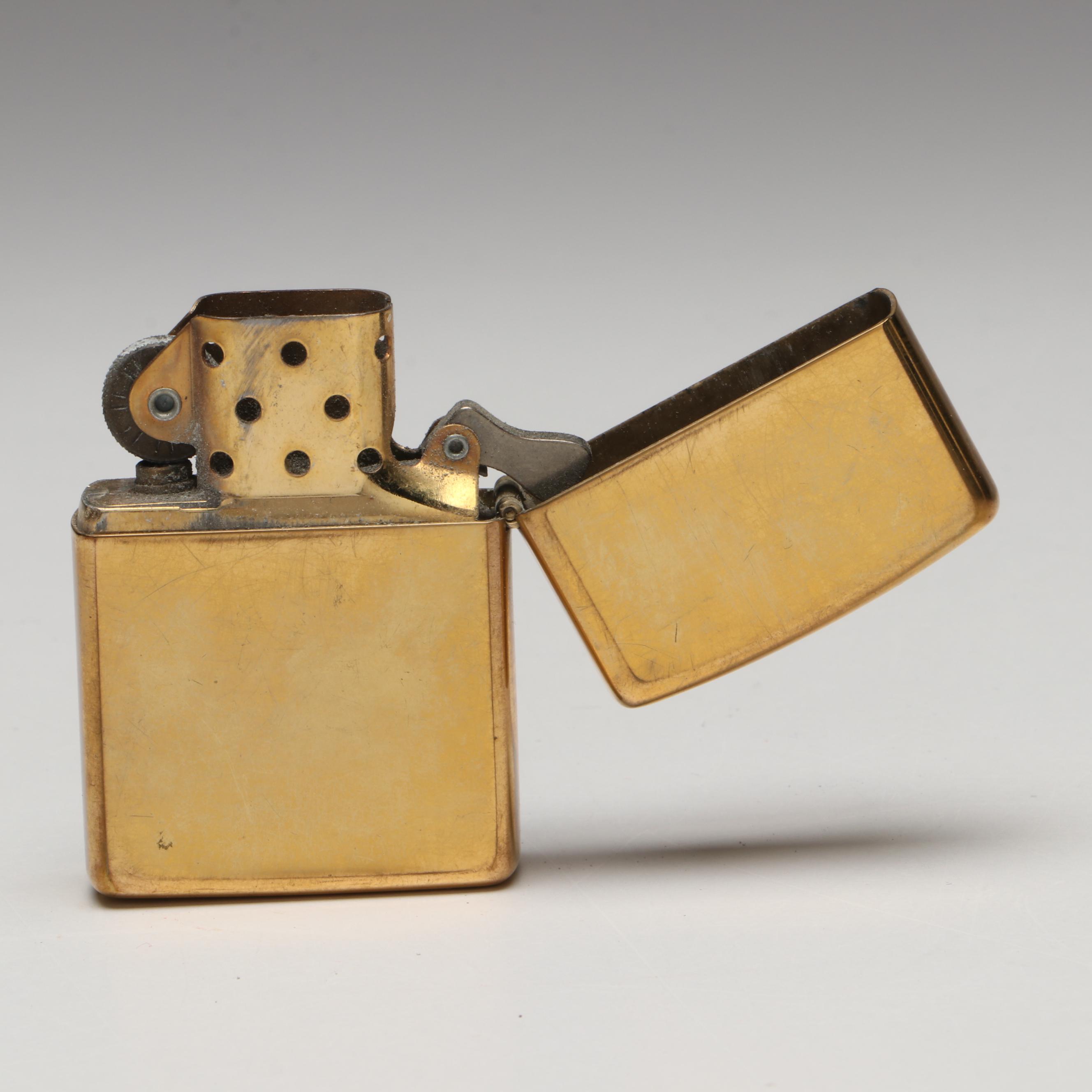 Zippo Solid Brass Lighter, Late 20th Century