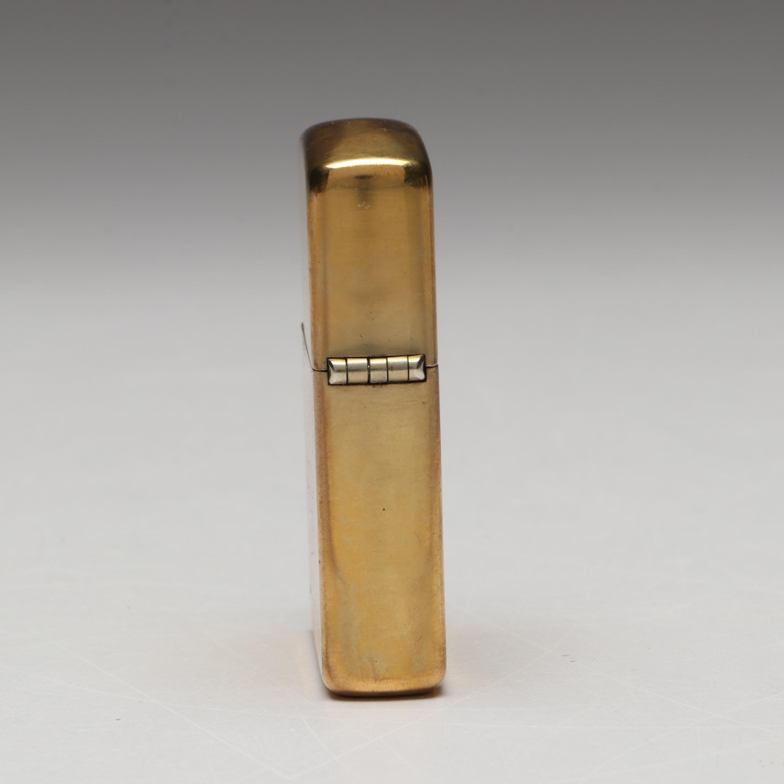 Zippo Solid Brass Lighter, Late 20th Century