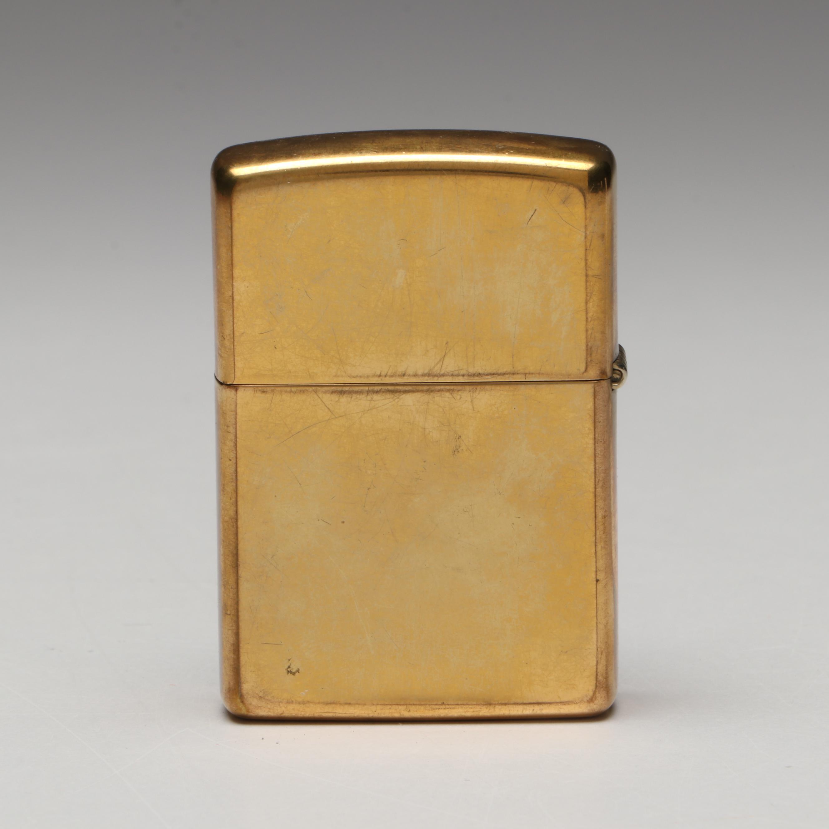 Zippo Solid Brass Lighter, Late 20th Century