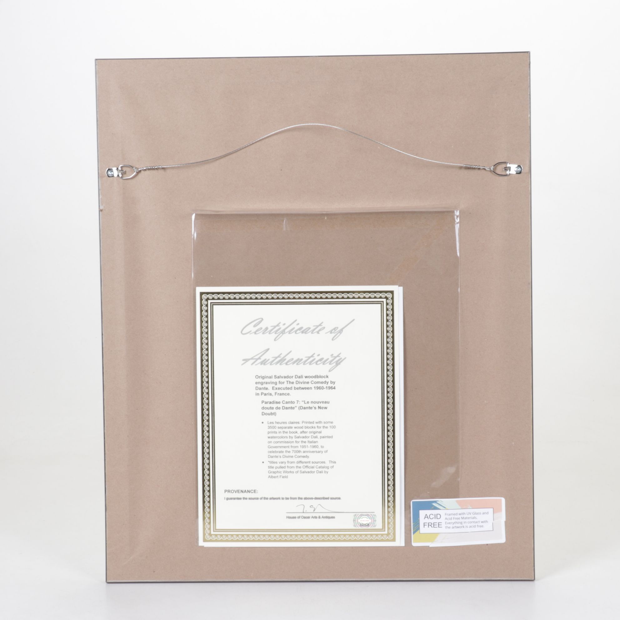 Salvador Dalí Wood Engraving "Le nouveau doute de Dante"