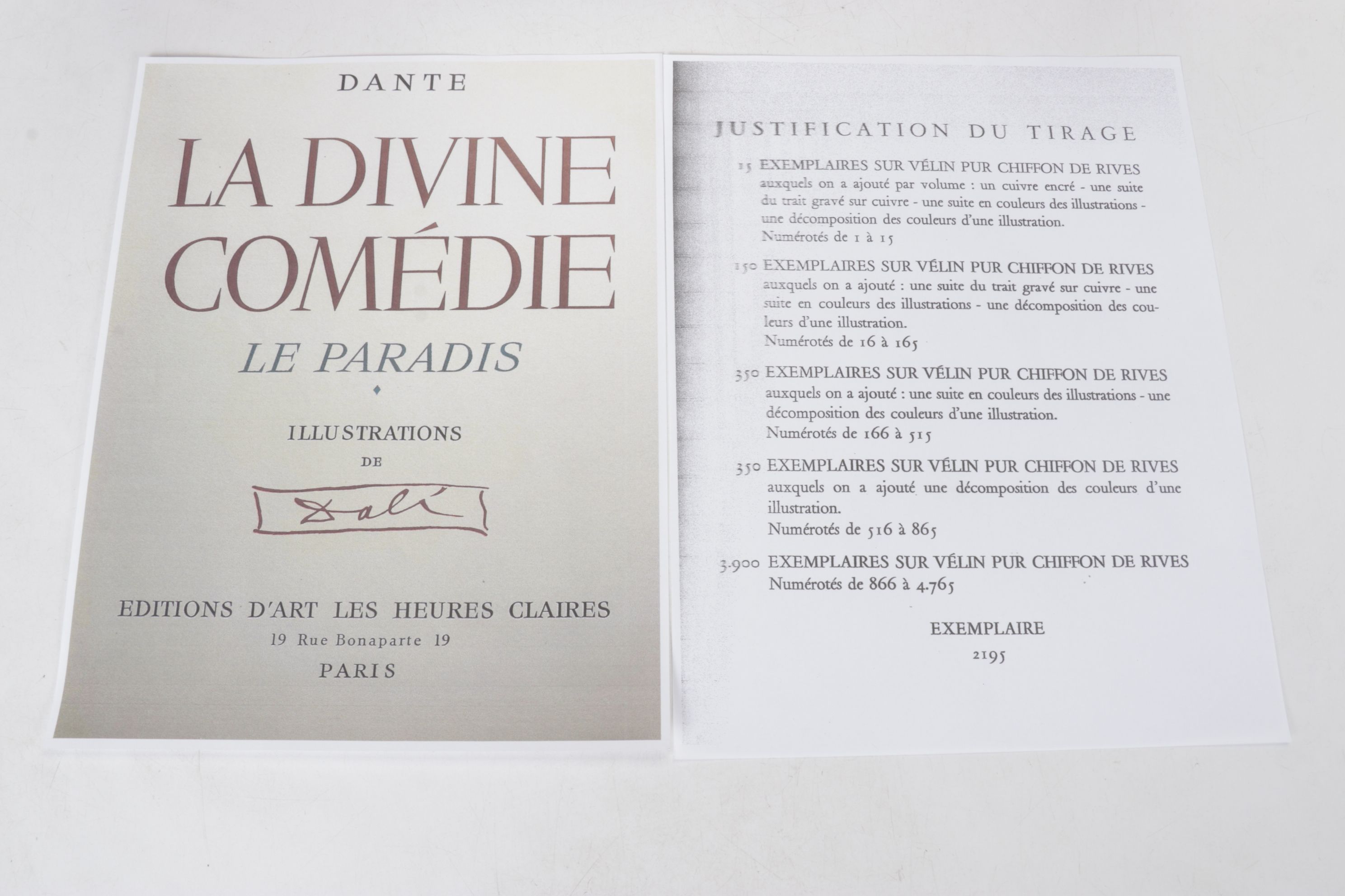 Salvador Dalí Wood Engraving "Le nouveau doute de Dante"