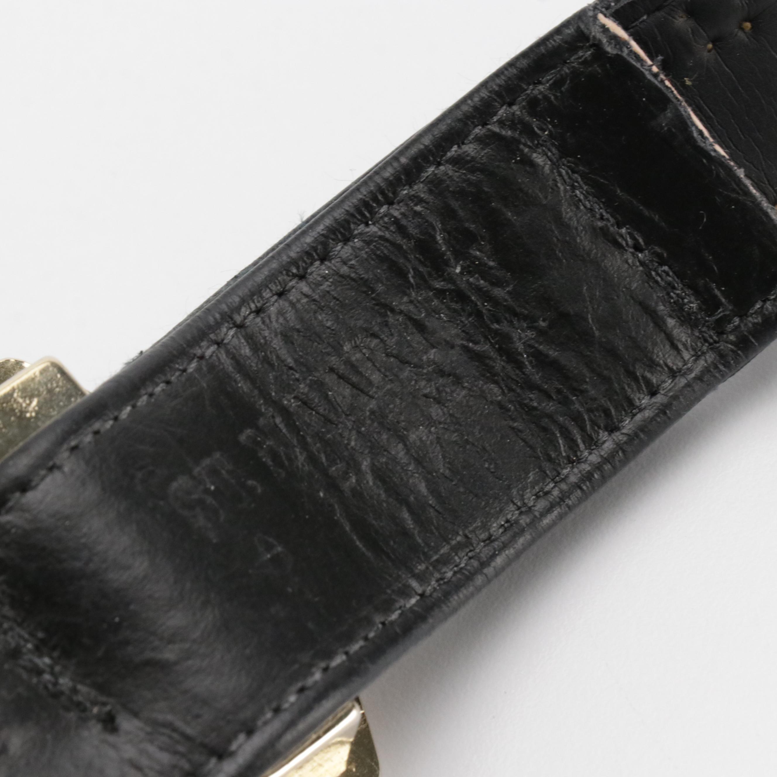 St. Maarten Dallas Multicolor Crystal Embellished Belts in White/Black Leather