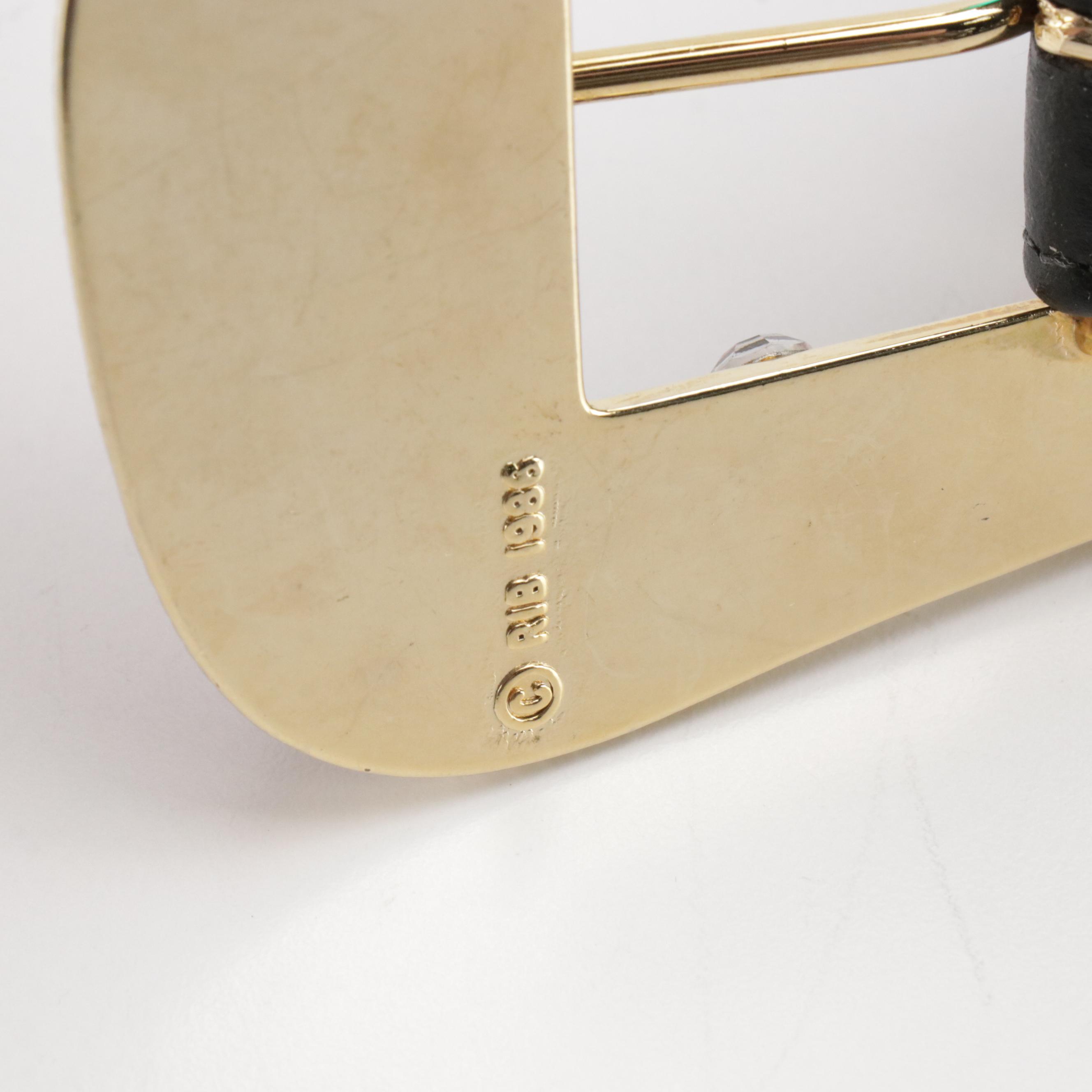 St. Maarten Dallas Multicolor Crystal Embellished Belts in White/Black Leather