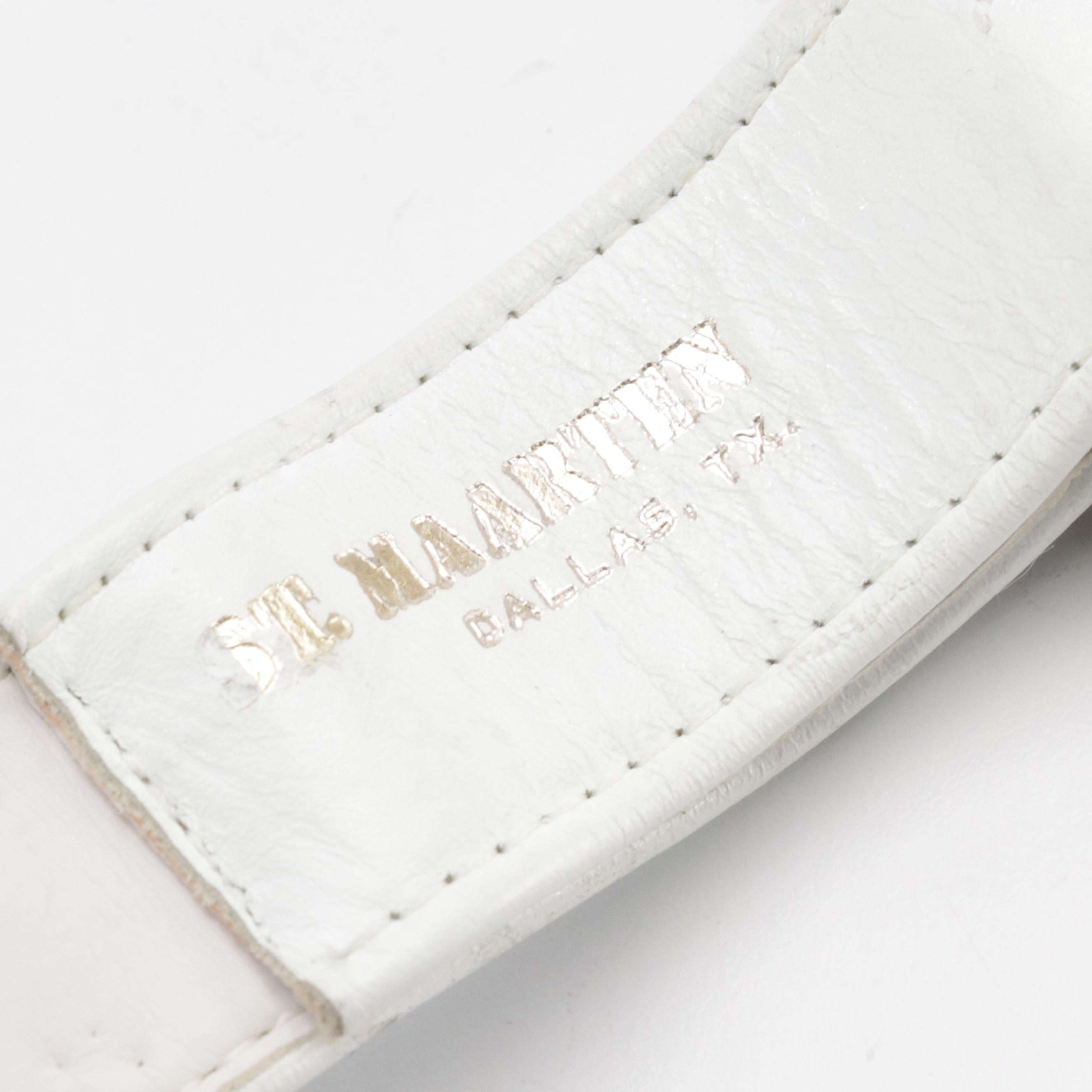 St. Maarten Dallas Multicolor Crystal Embellished Belts in White/Black Leather