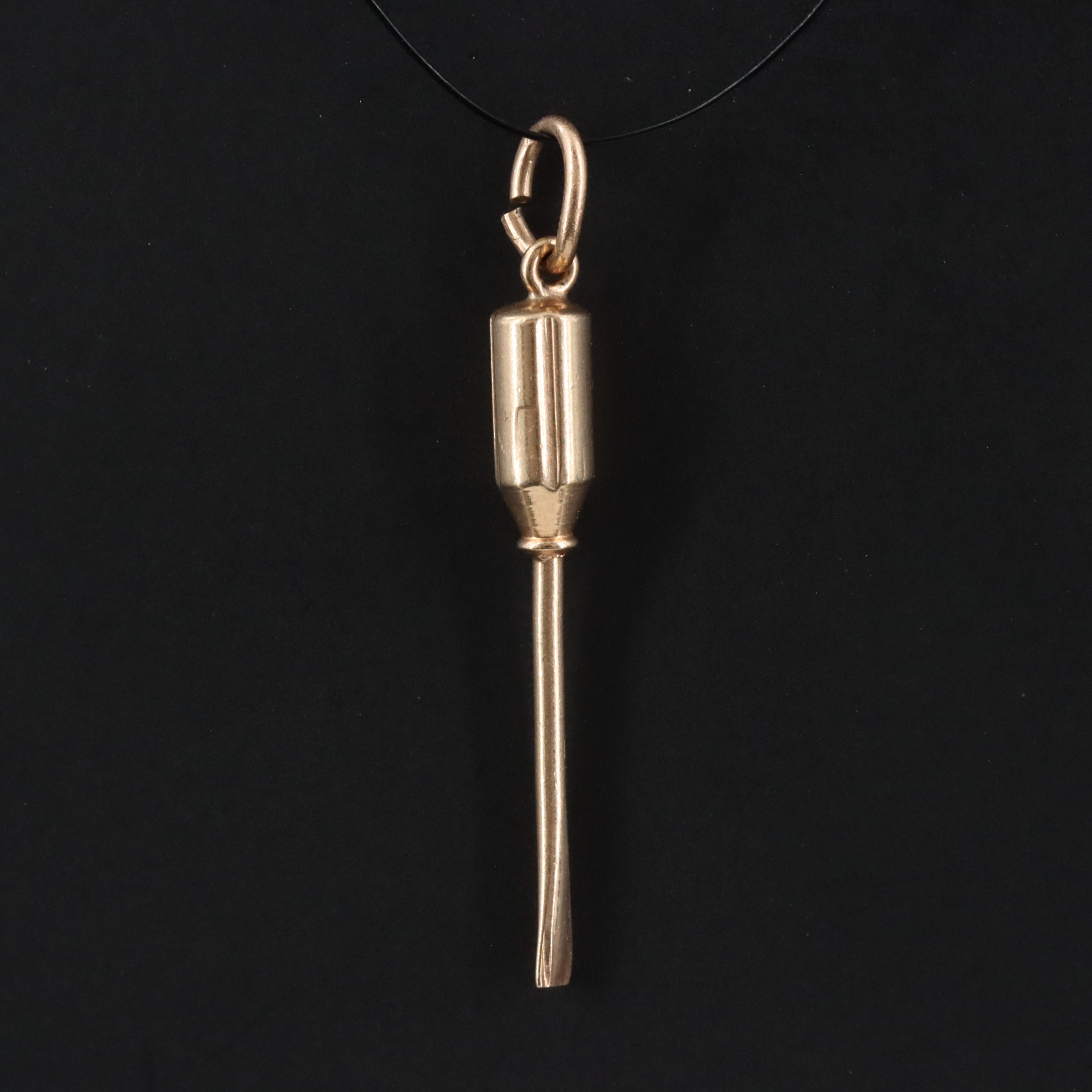 10K Screwdriver Charm Pendant