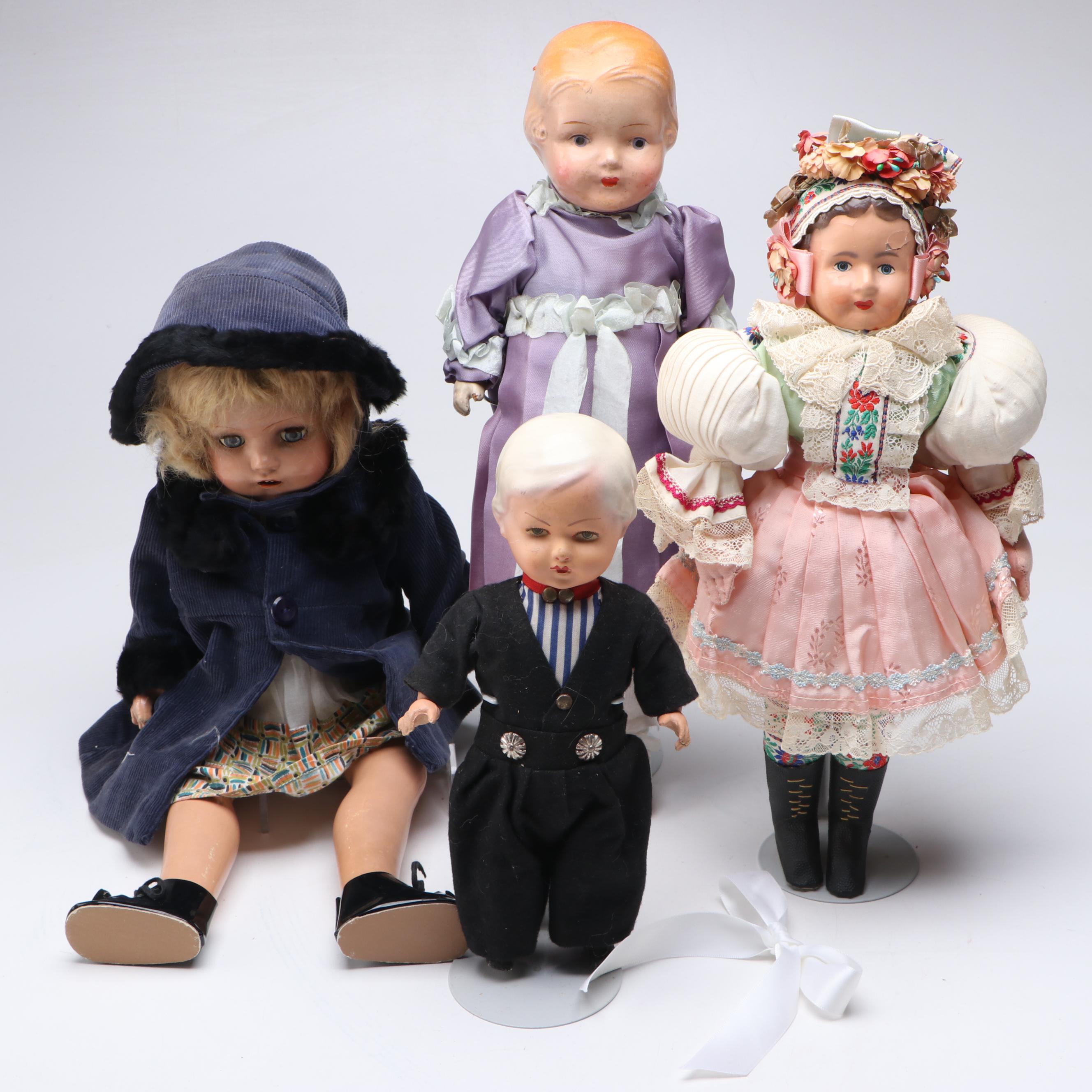 Composite Sleepy Eye Doll, Dutch Boy and Other Baby Dolls, Early to Mid-20th C.