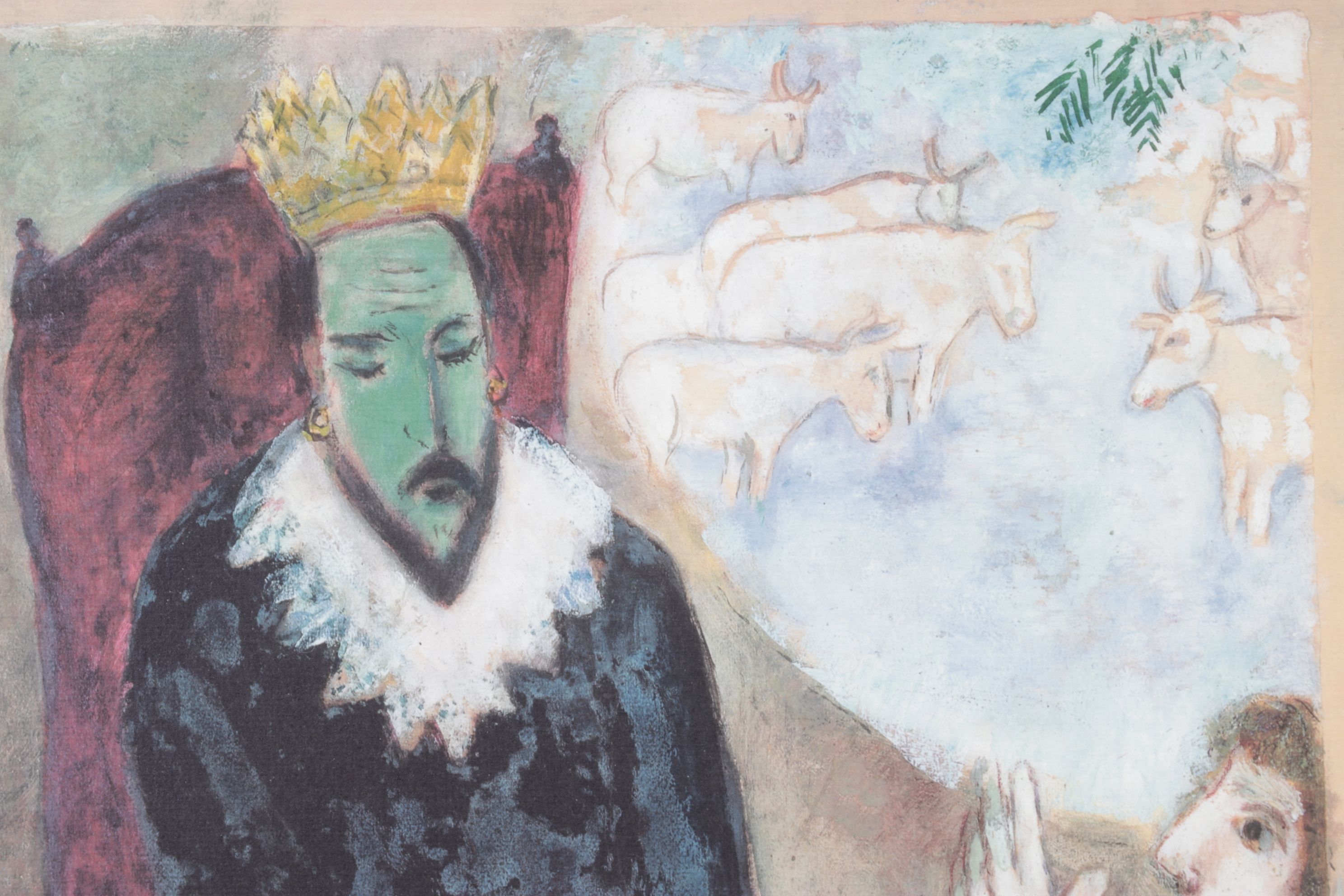 After Marc Chagall Offset Lithograph "Joseph Explains the Songs of the Pharaoh"