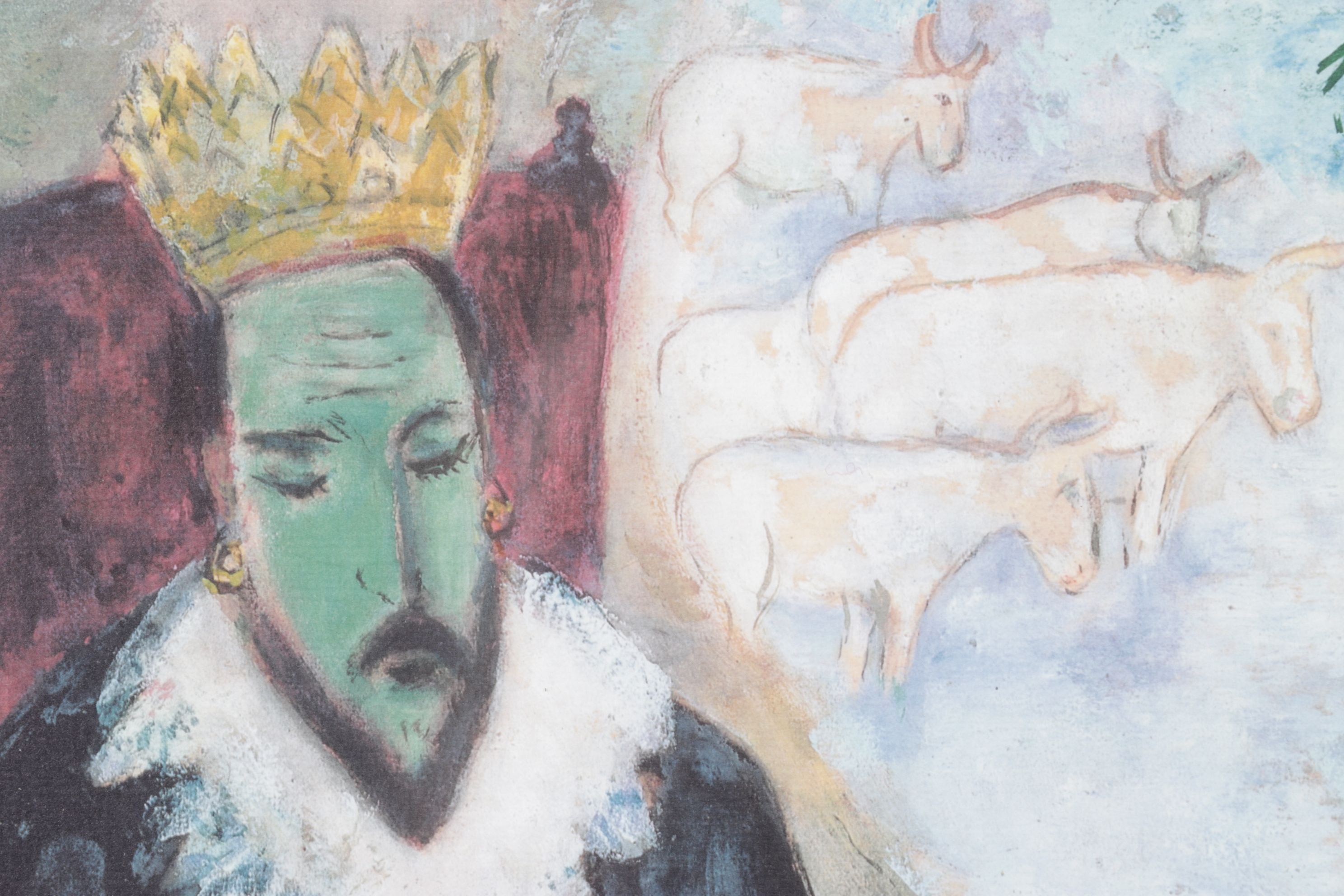 After Marc Chagall Offset Lithograph "Joseph Explains the Songs of the Pharaoh"