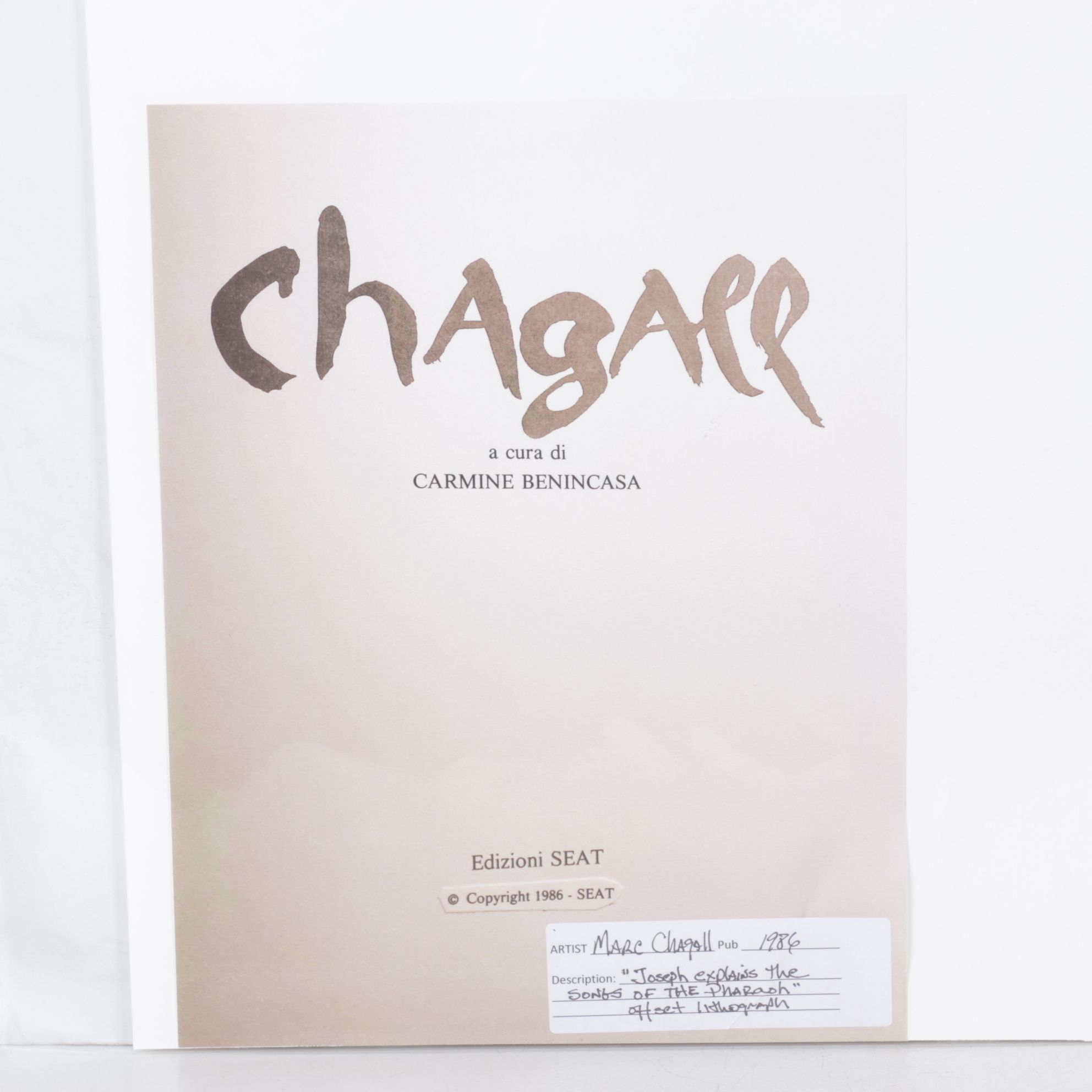 After Marc Chagall Offset Lithograph "Joseph Explains the Songs of the Pharaoh"