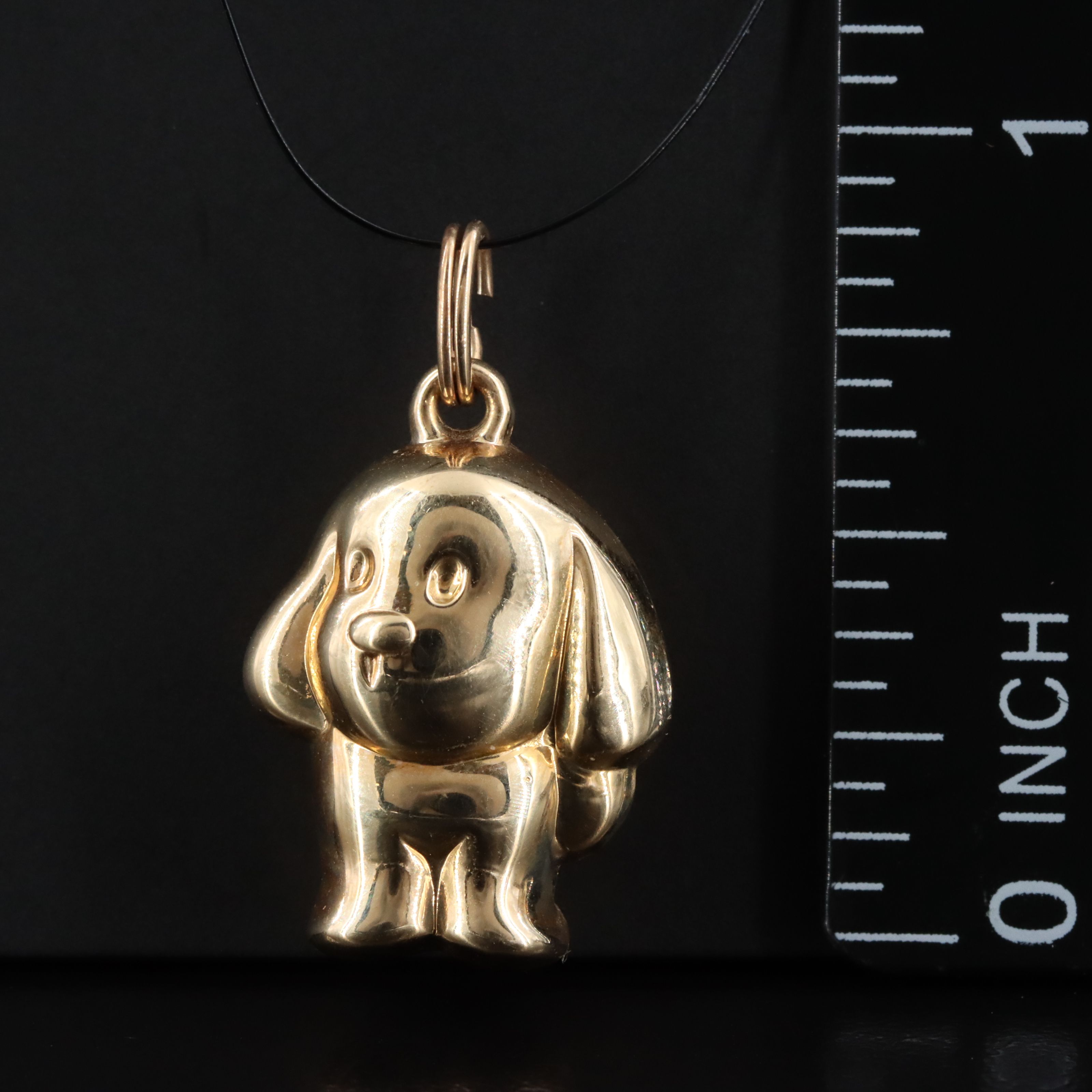 14K Puff Dog Charm Pendant