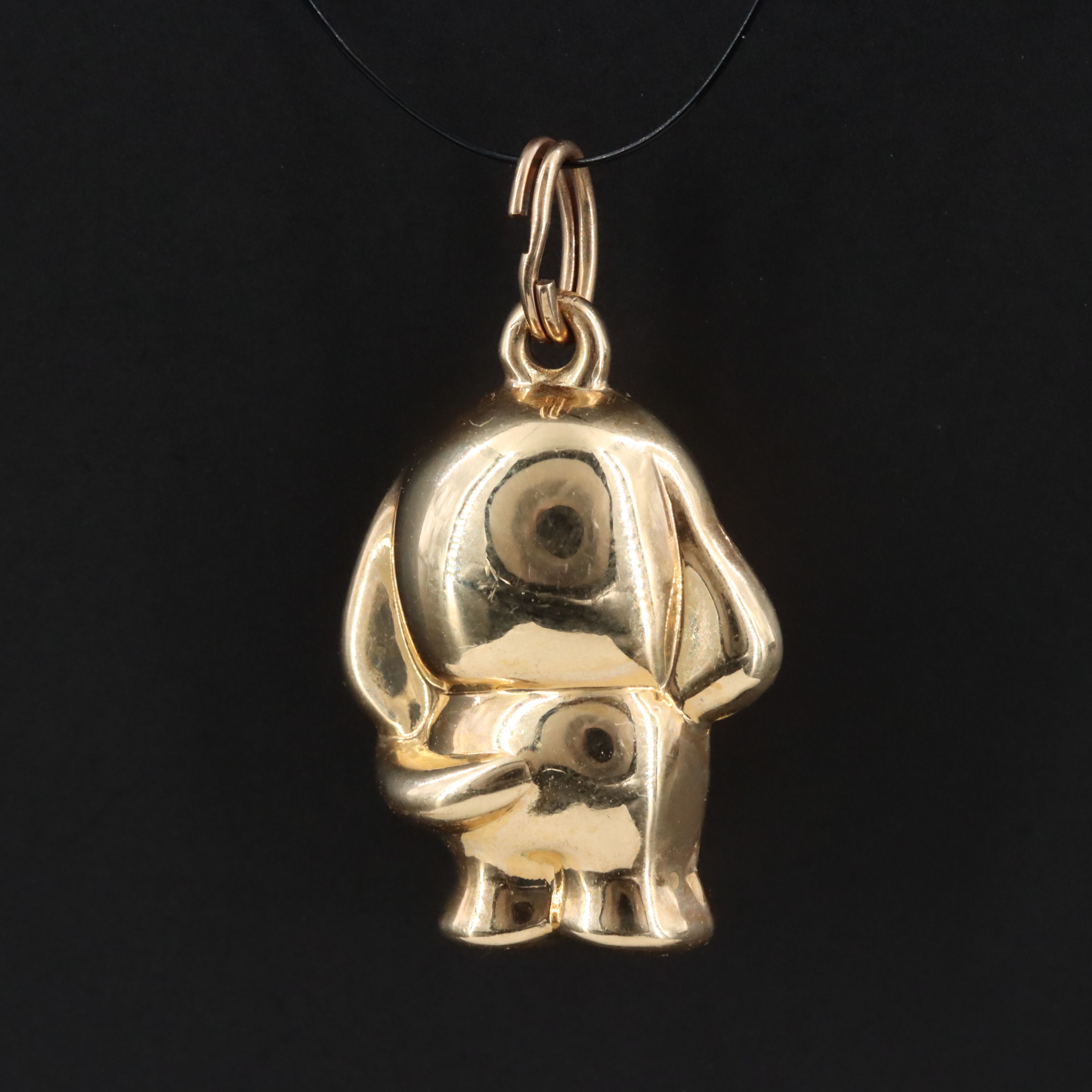 14K Puff Dog Charm Pendant