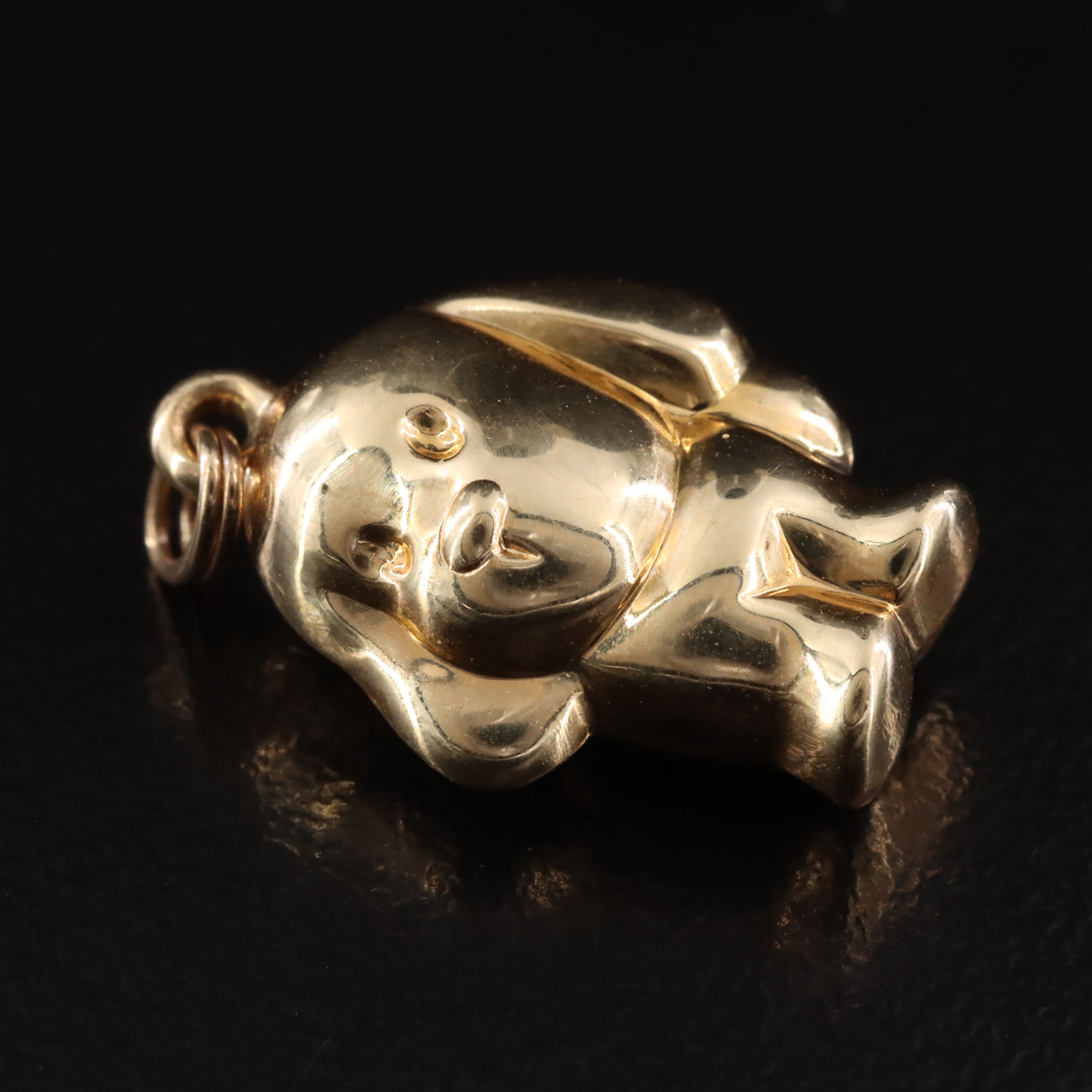 14K Puff Dog Charm Pendant
