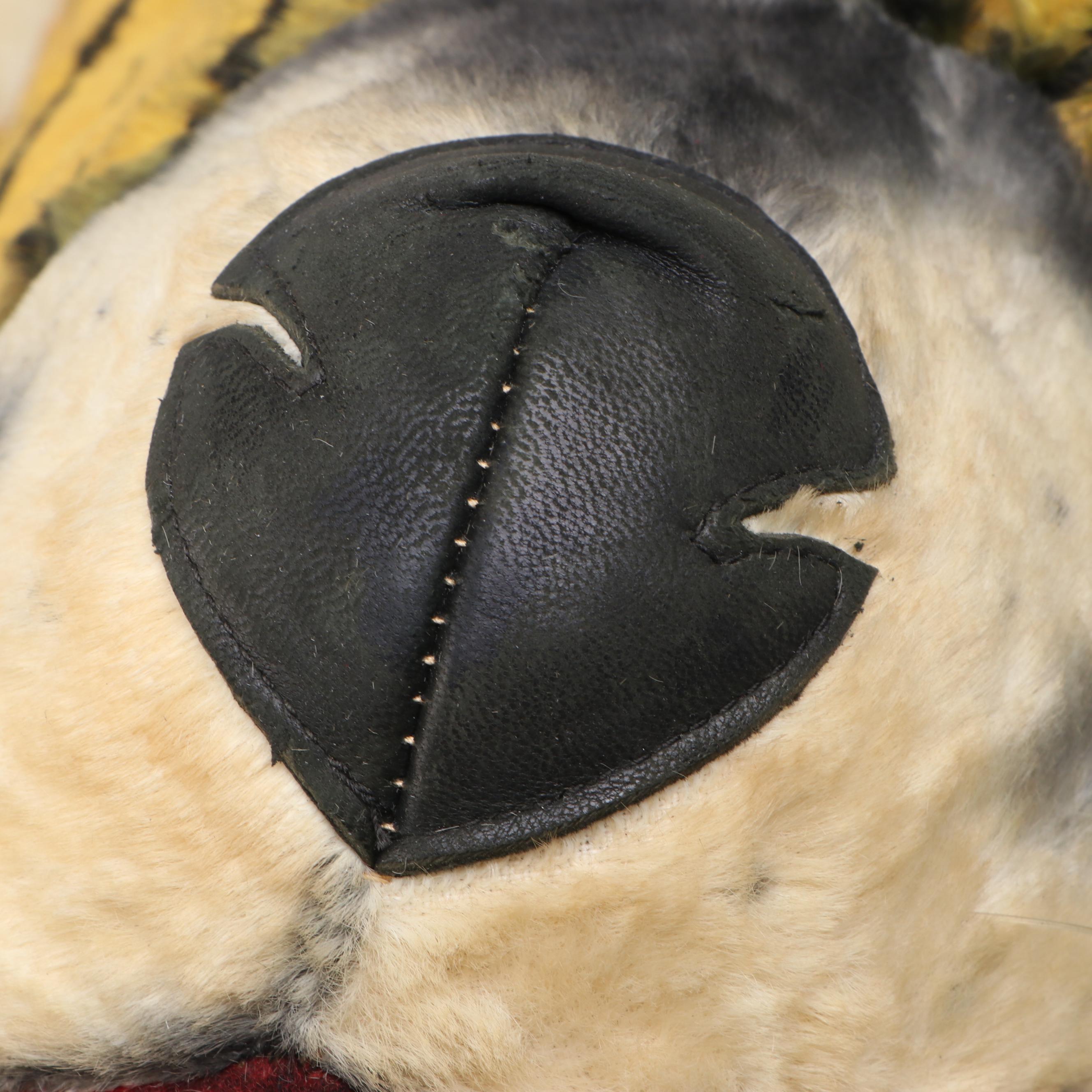 Steiff Style Plush Mohair Tiger Head on Armorial Wooden Wall Plaque