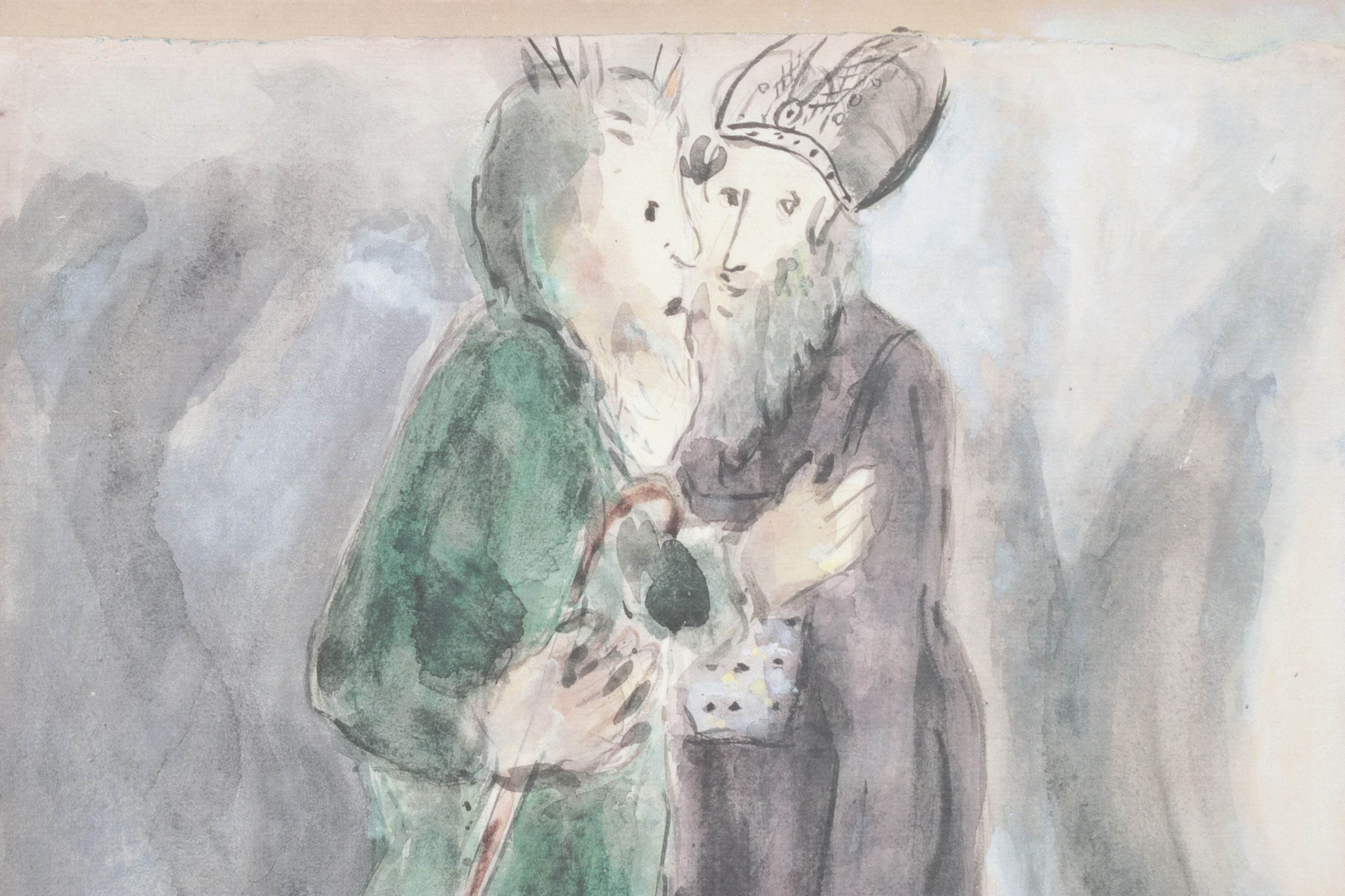 After Marc Chagall Offset Lithograph "Moses and Aaron," 1986