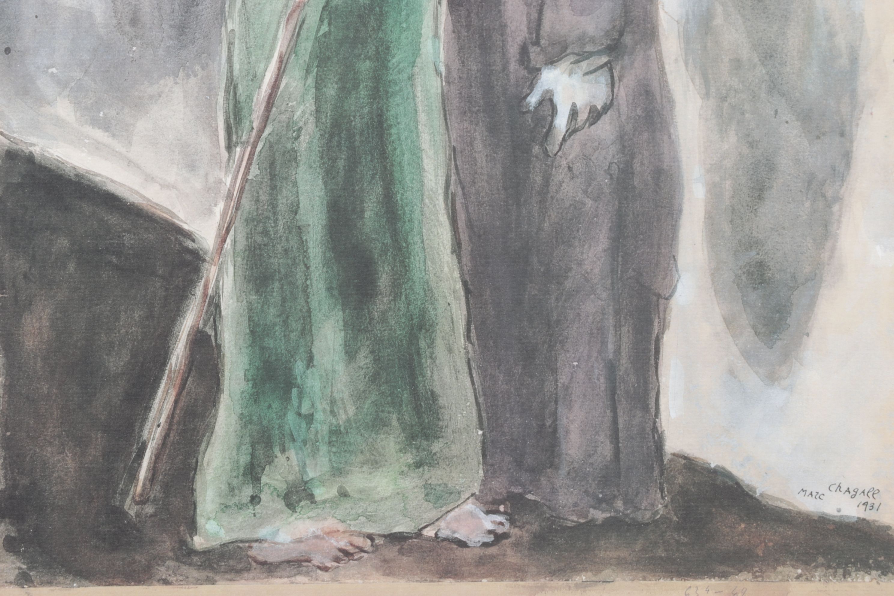 After Marc Chagall Offset Lithograph "Moses and Aaron," 1986