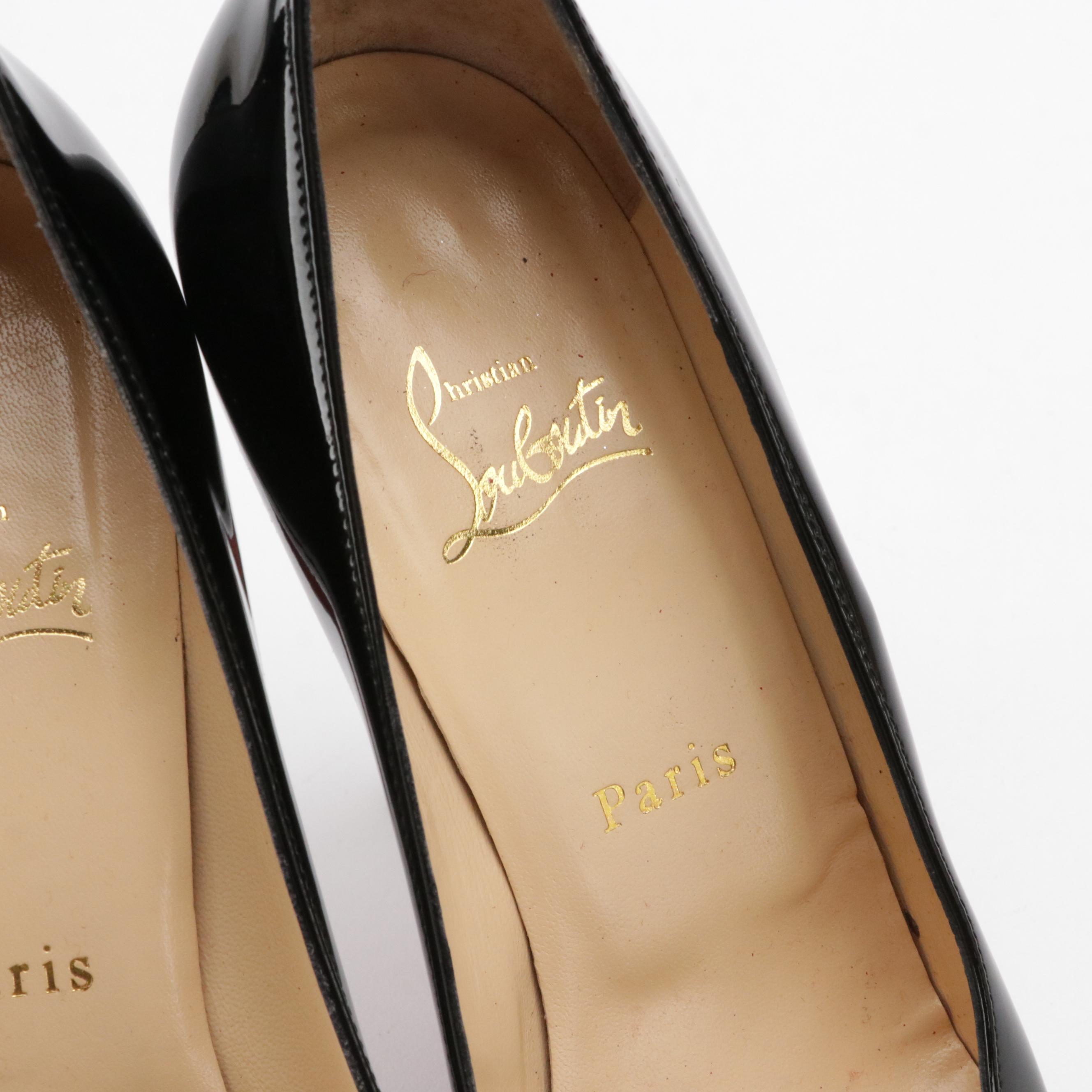 Christian Louboutin Simple Pump 120 in Black Patent Leather, With Box