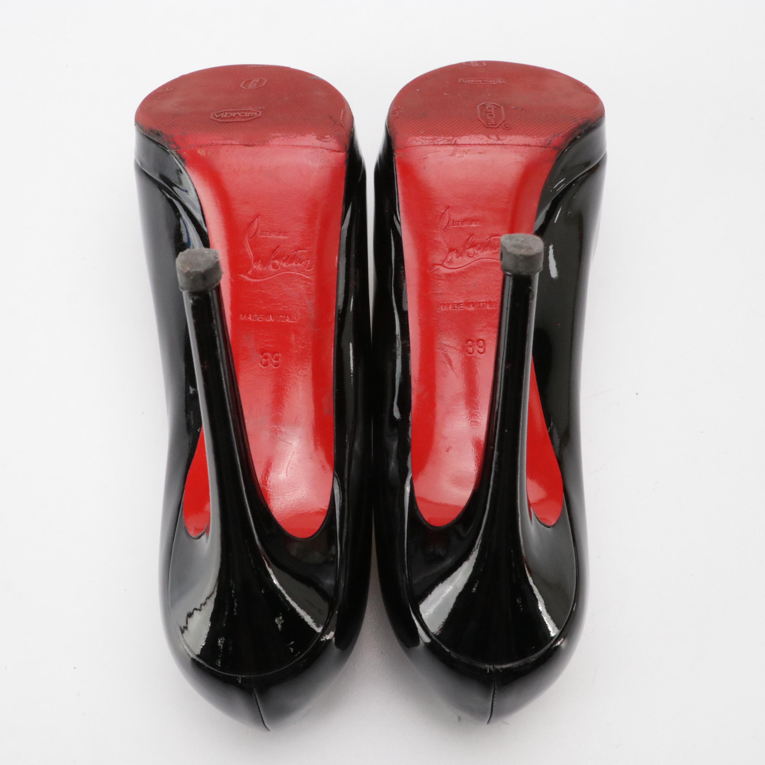 Christian Louboutin Simple Pump 120 in Black Patent Leather, With Box