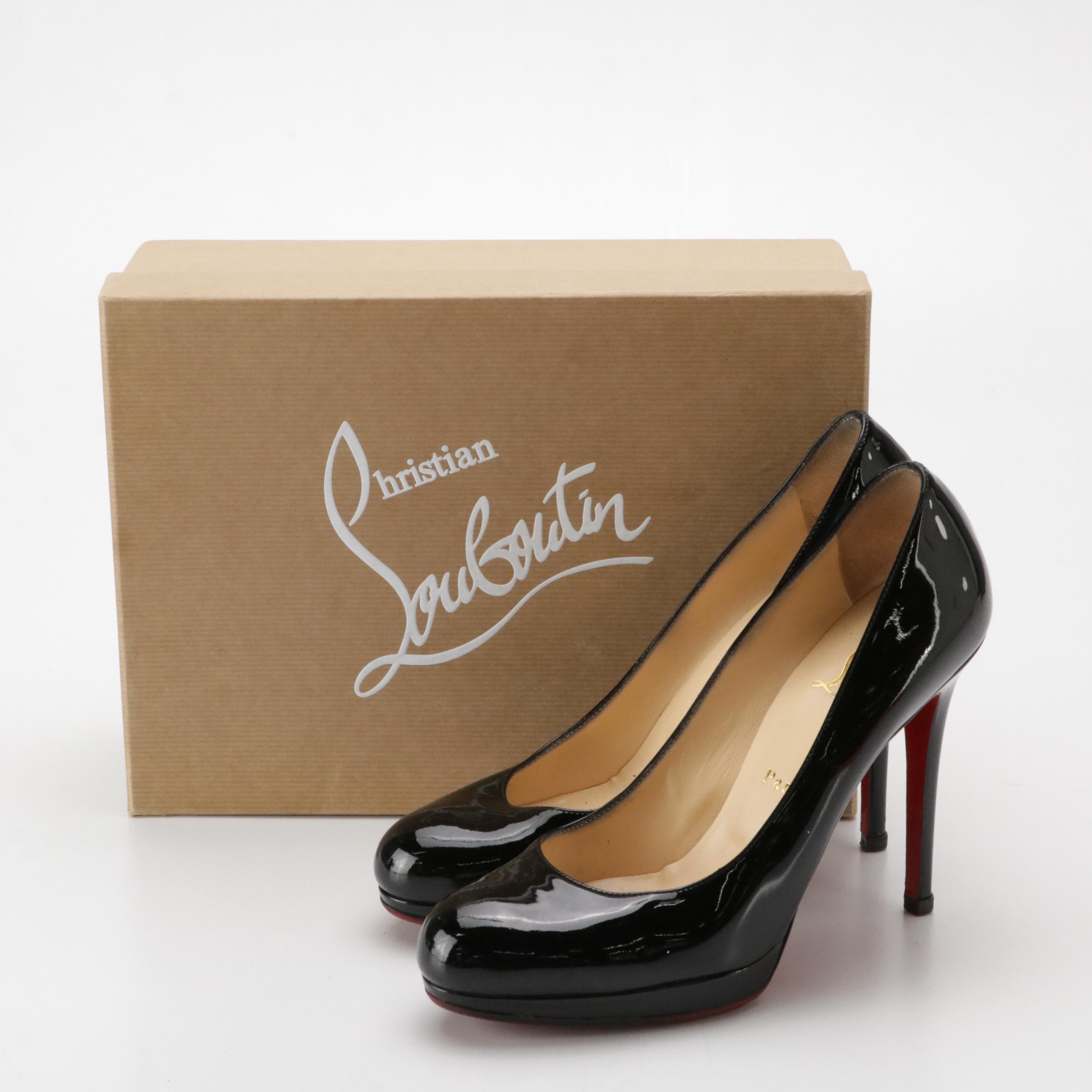 Christian Louboutin Simple Pump 120 in Black Patent Leather, With Box