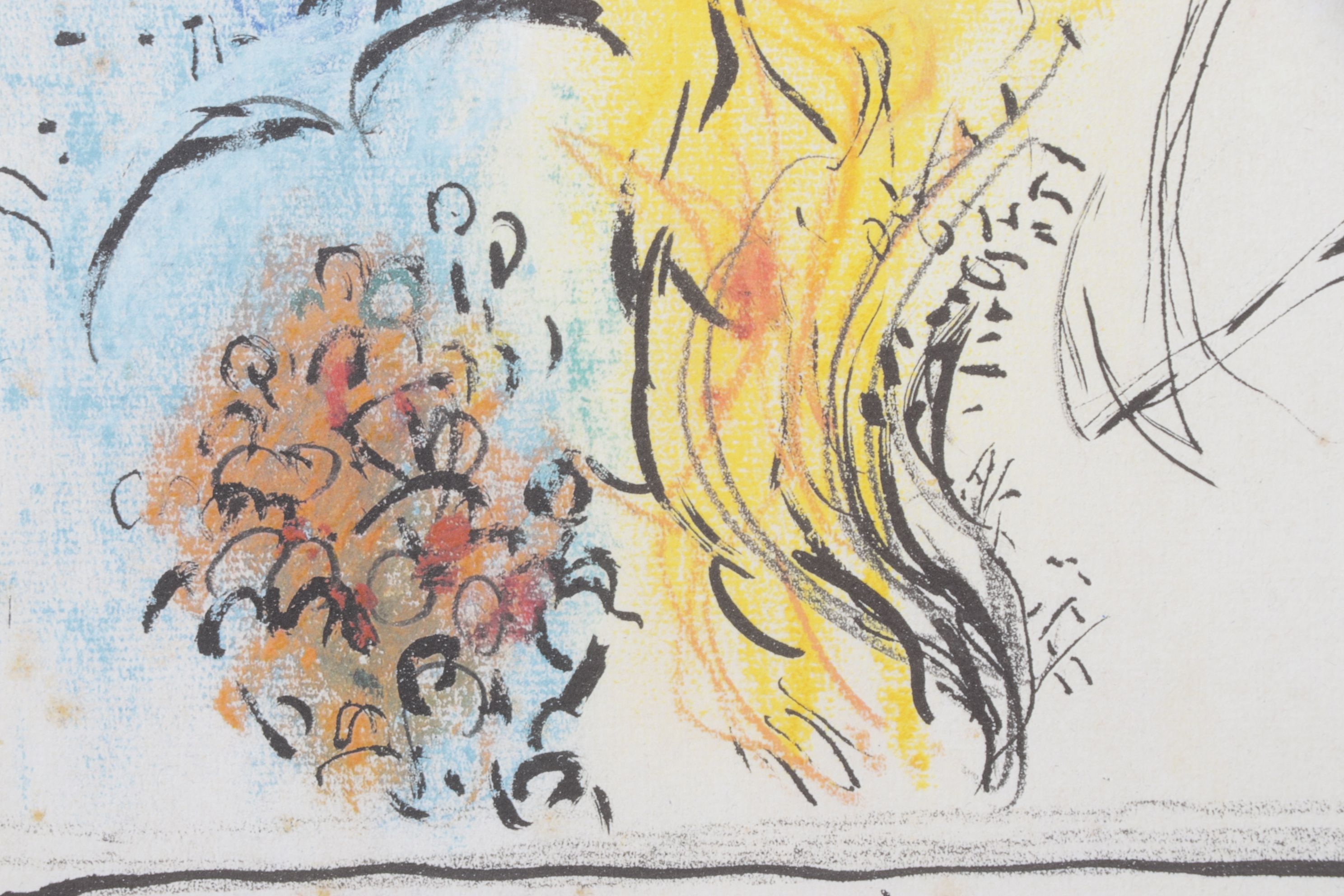 After Marc Chagall Offset Lithograph "Moses in Front of the Burning Bush," 1986