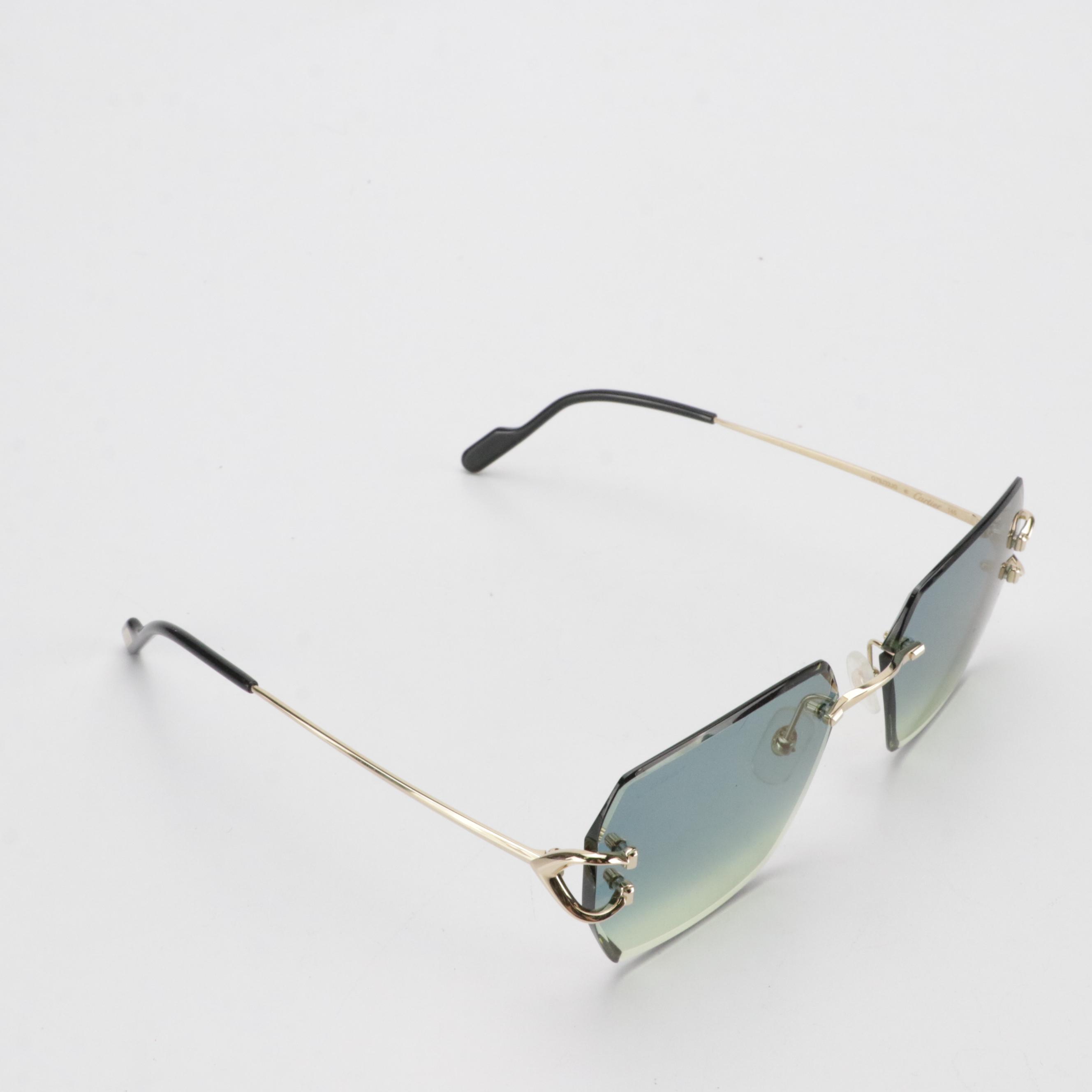 Cartier Décor C de Cartier Collection Rimless Geometric Sunglasses with Case