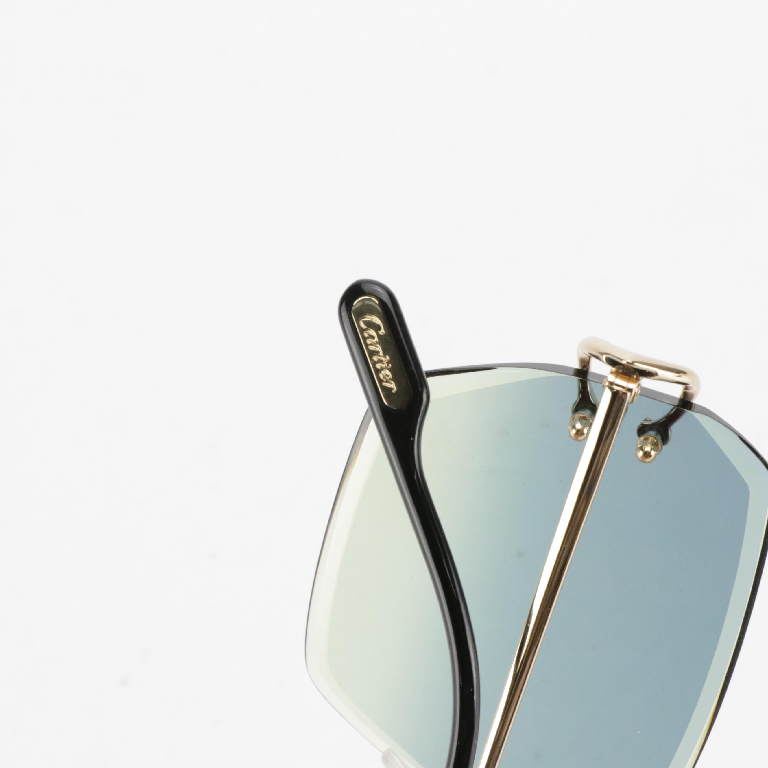 Cartier Décor C de Cartier Collection Rimless Geometric Sunglasses with Case