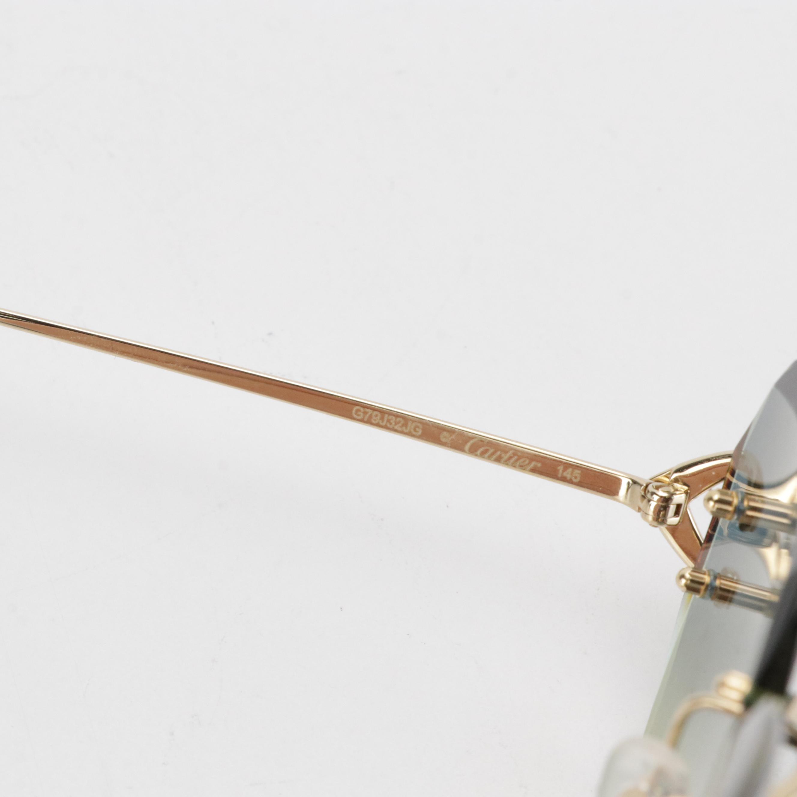 Cartier Décor C de Cartier Collection Rimless Geometric Sunglasses with Case