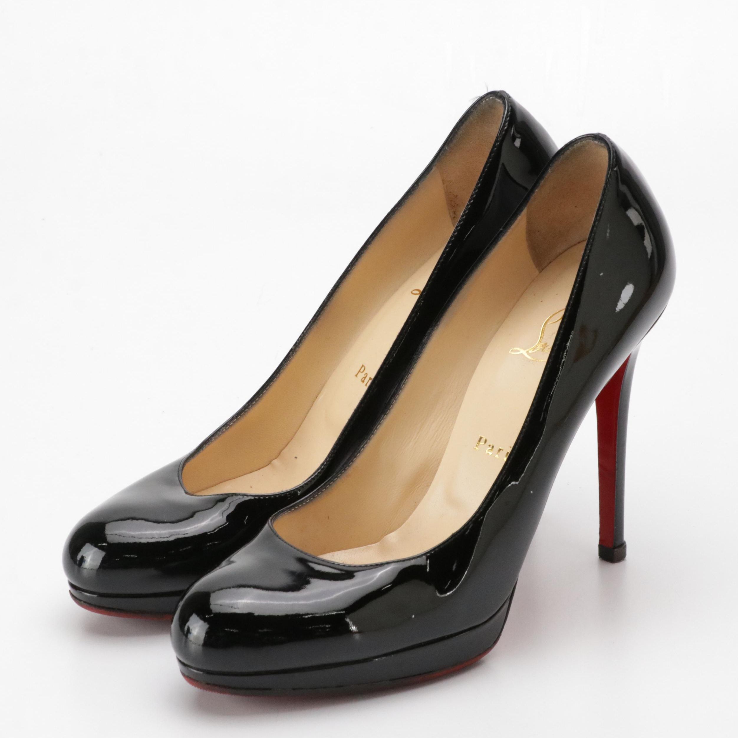 Christian Louboutin Simple Pump 120 in Black Patent Leather, With Box