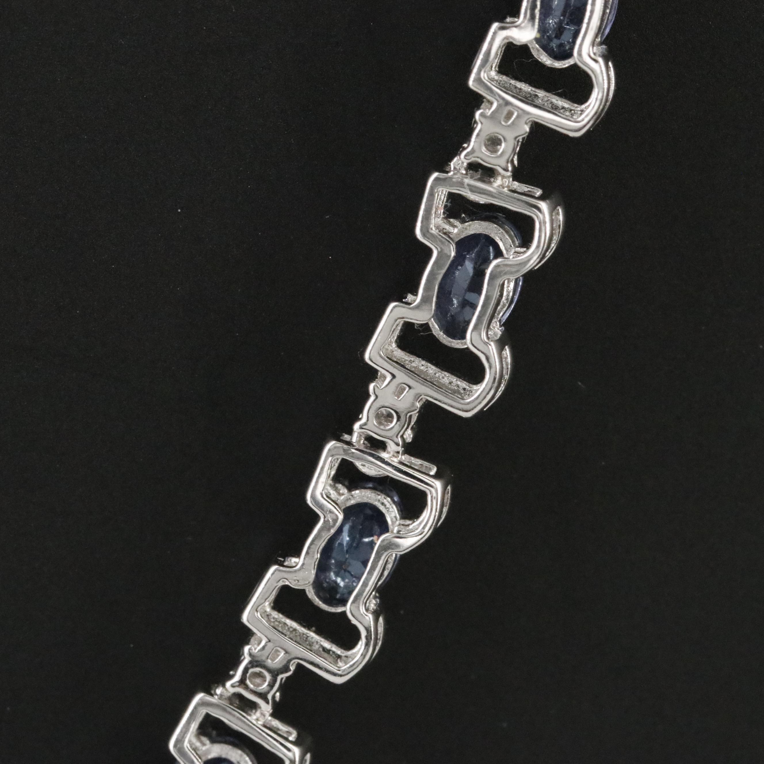 Oscar Friedman Sterling Tanzanite and 1.81 CTW Diamond Line Necklace