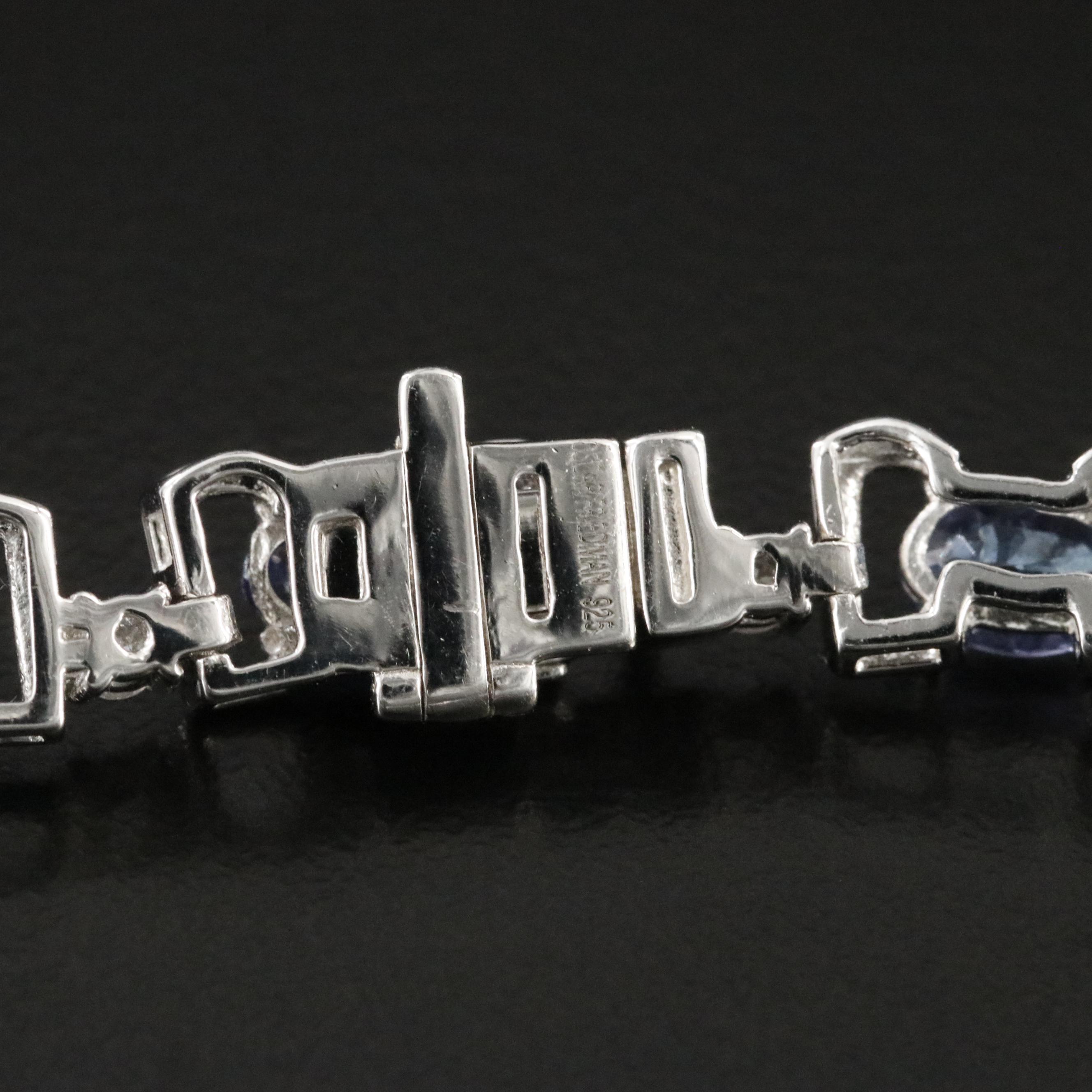 Oscar Friedman Sterling Tanzanite and 1.81 CTW Diamond Line Necklace