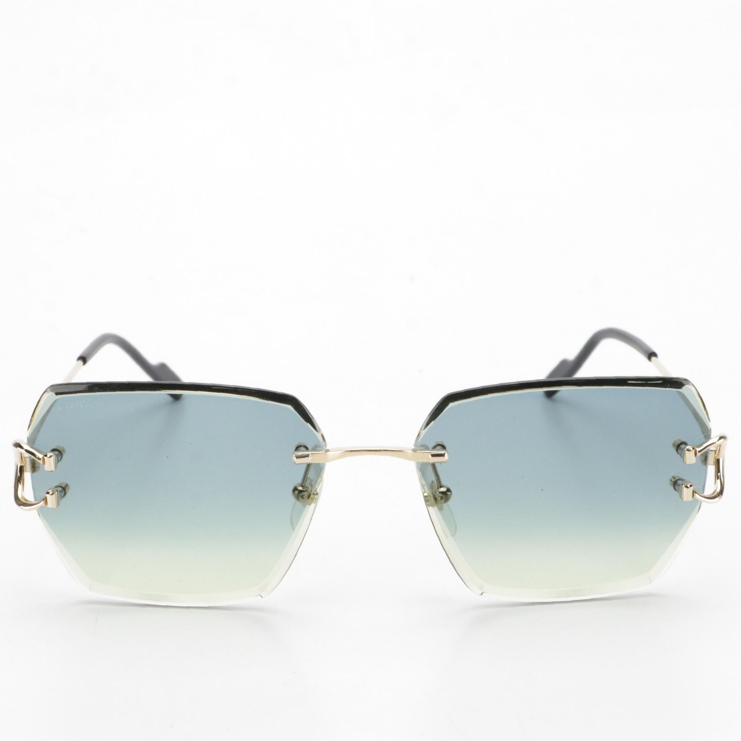 Cartier Décor C de Cartier Collection Rimless Geometric Sunglasses with Case