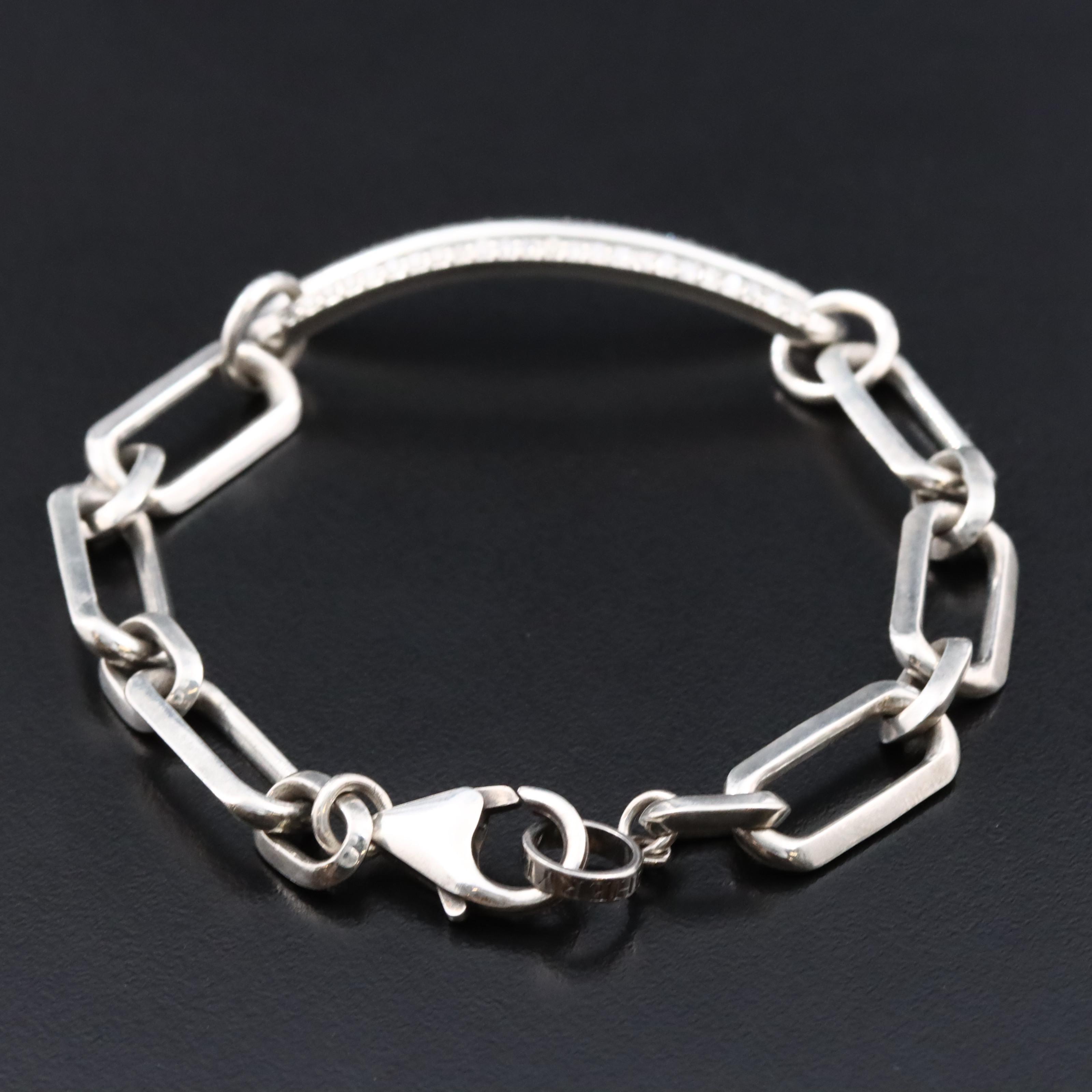 Sheryl Lowe Sterling Diamond Paper Clip Chain Bracelet