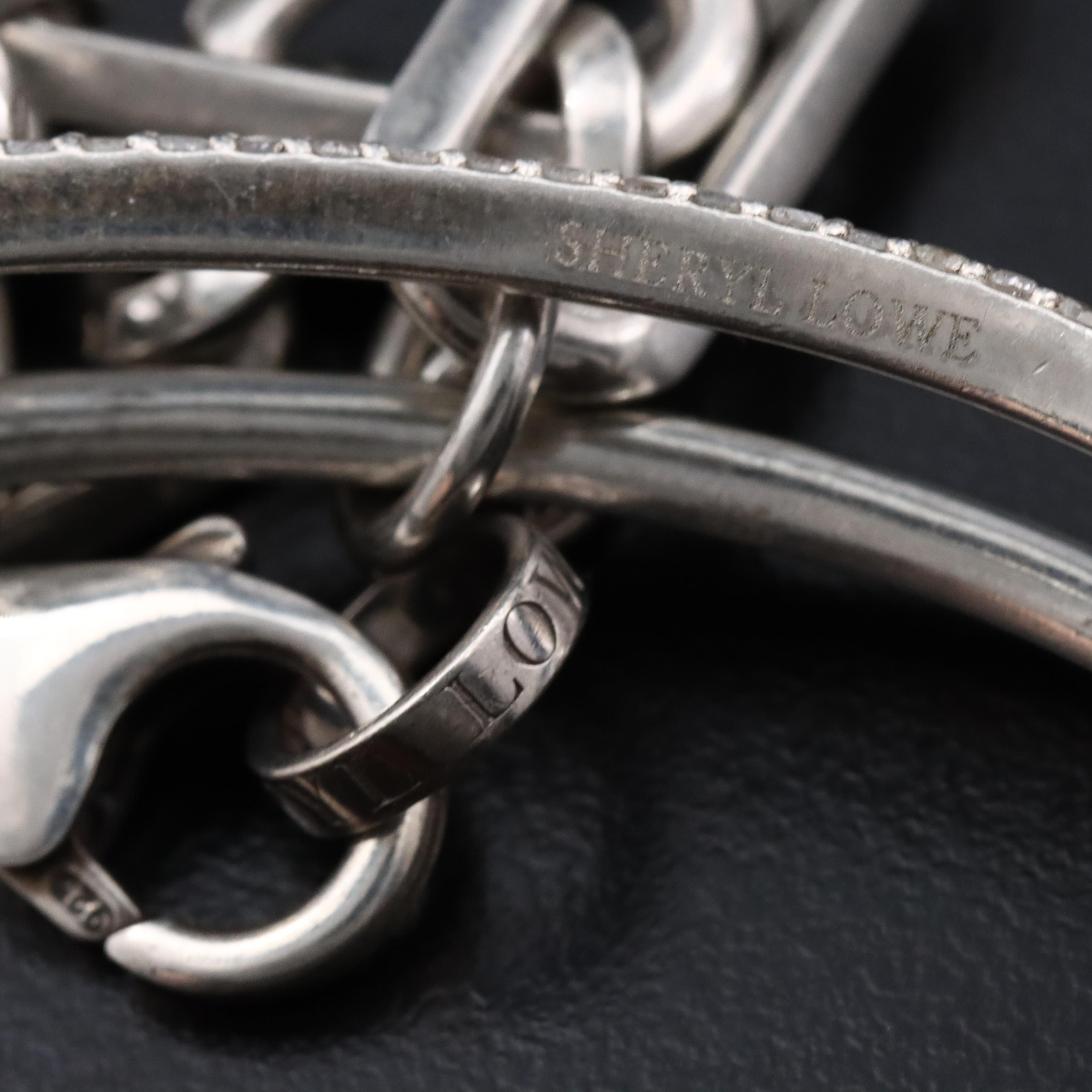 Sheryl Lowe Sterling Diamond Paper Clip Chain Bracelet