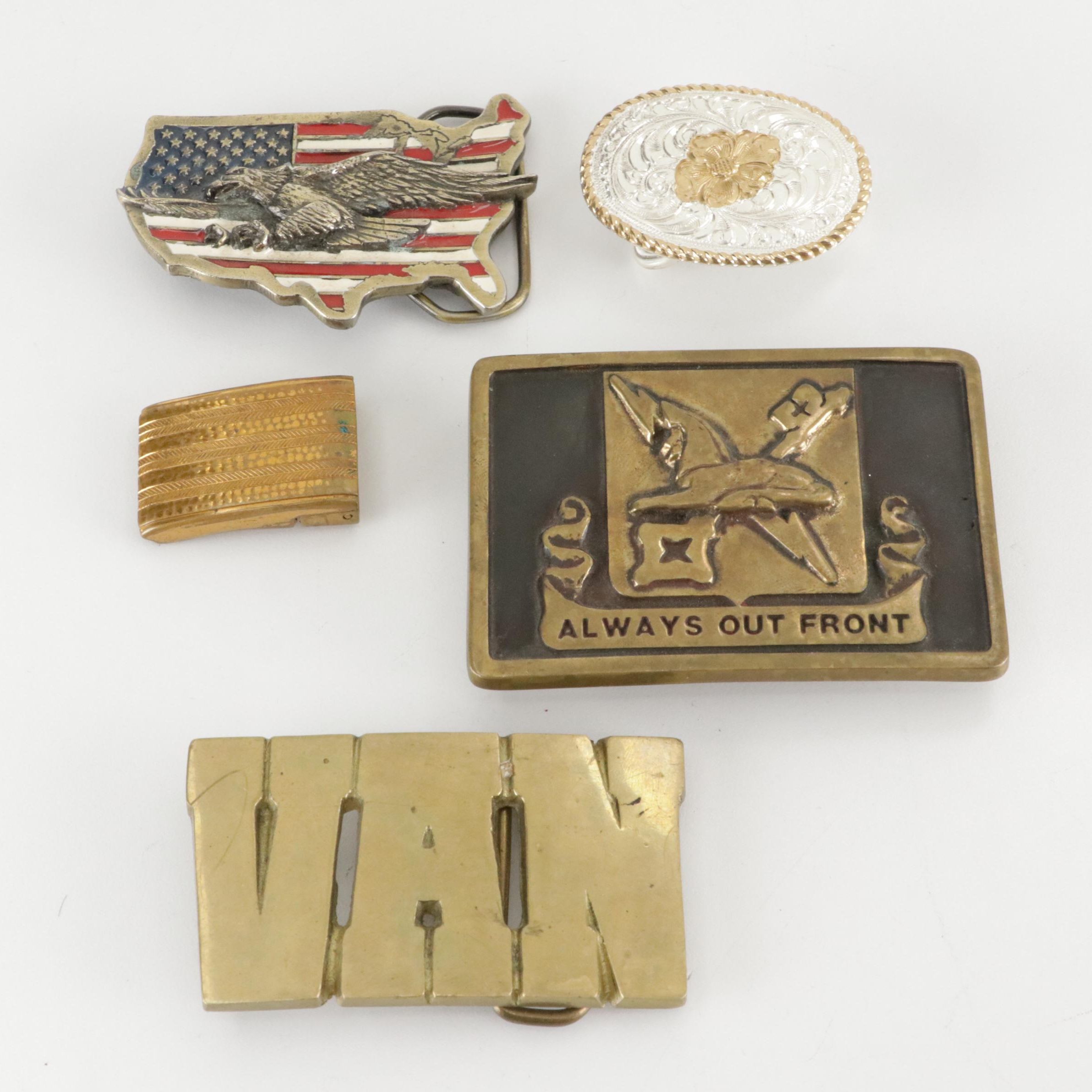Brass "VAN", Limited Edition "Always Out Front" and Other Belt Buckles