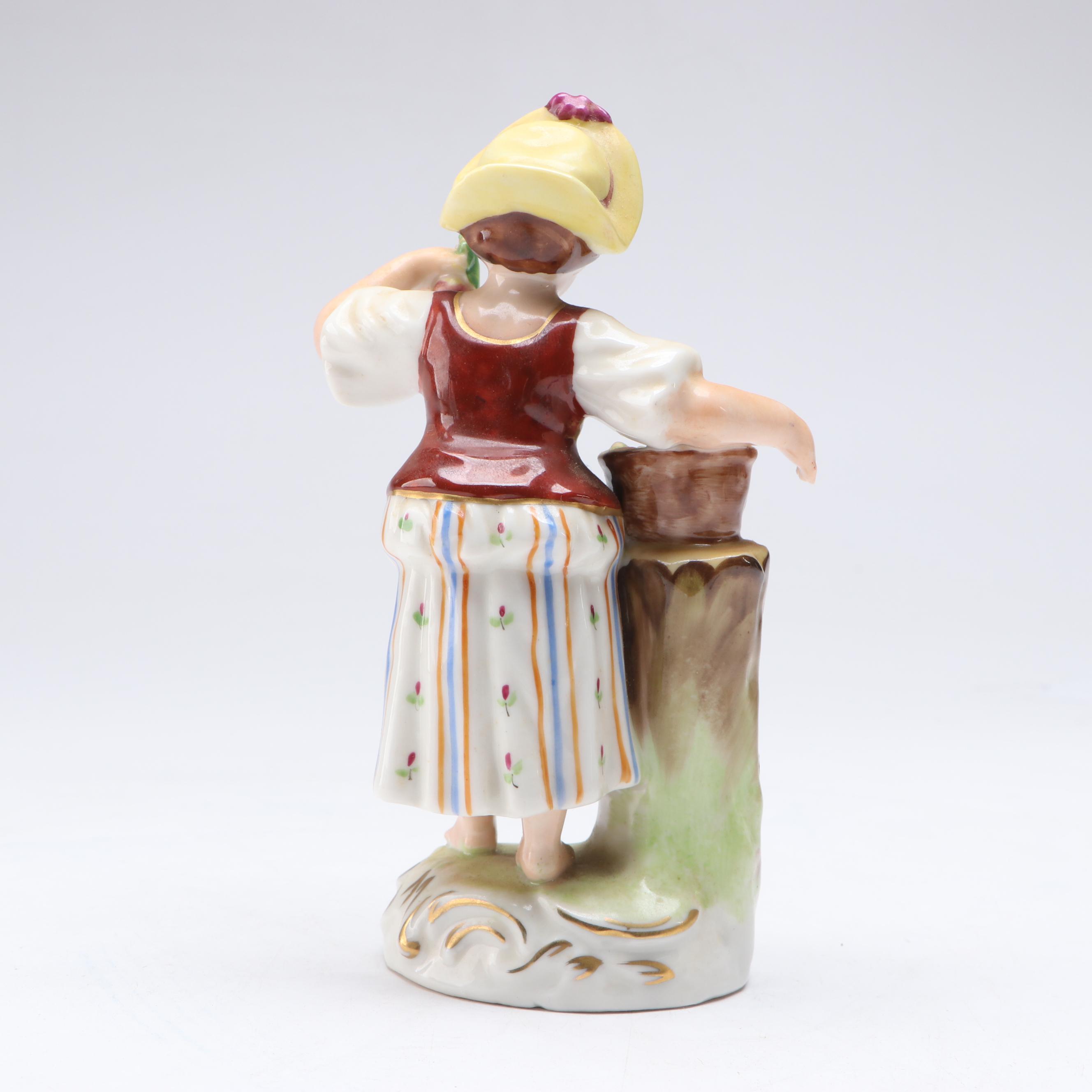 Goebel Hummel Holy Water Font with Martha Budich Apple Vendor Figurine