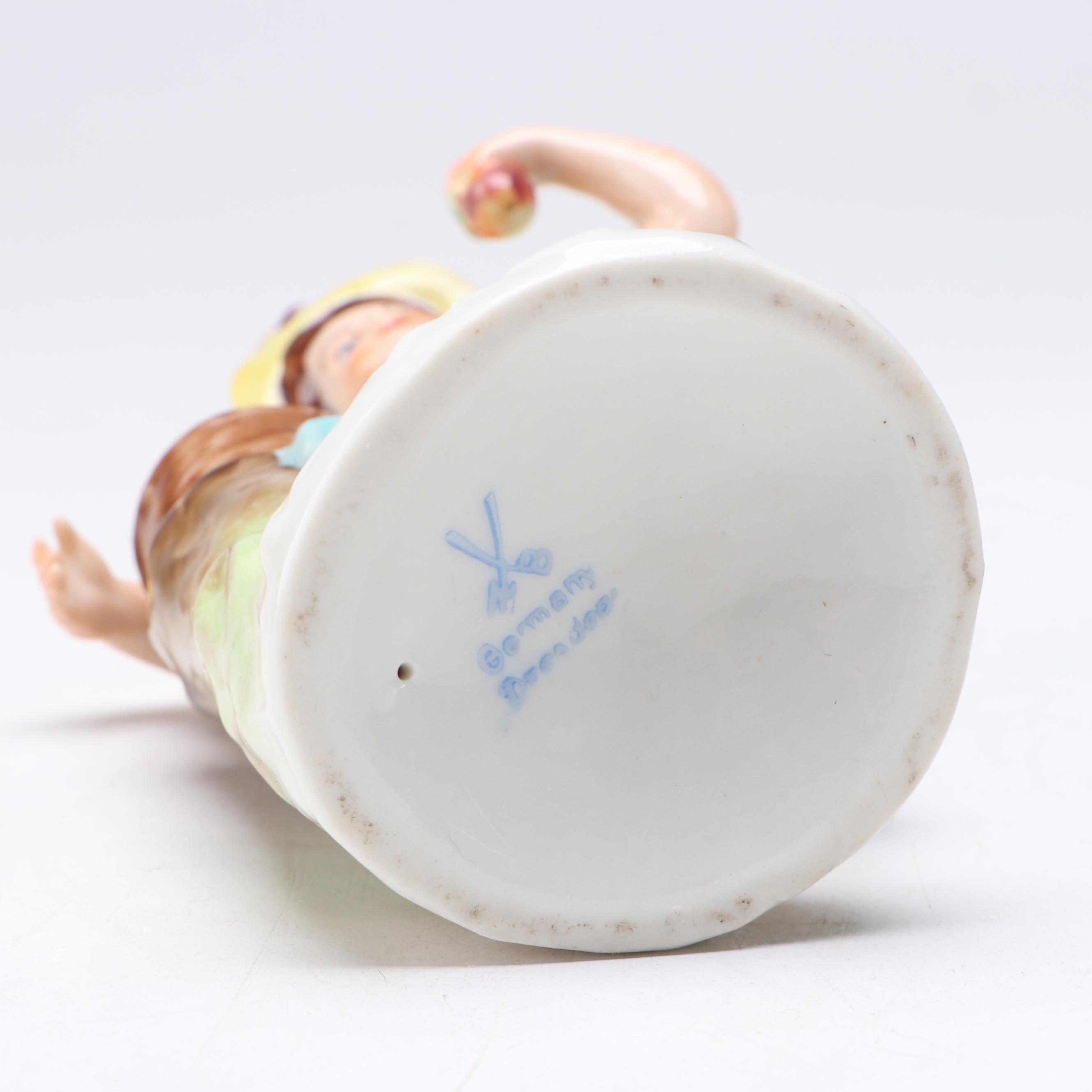 Goebel Hummel Holy Water Font with Martha Budich Apple Vendor Figurine