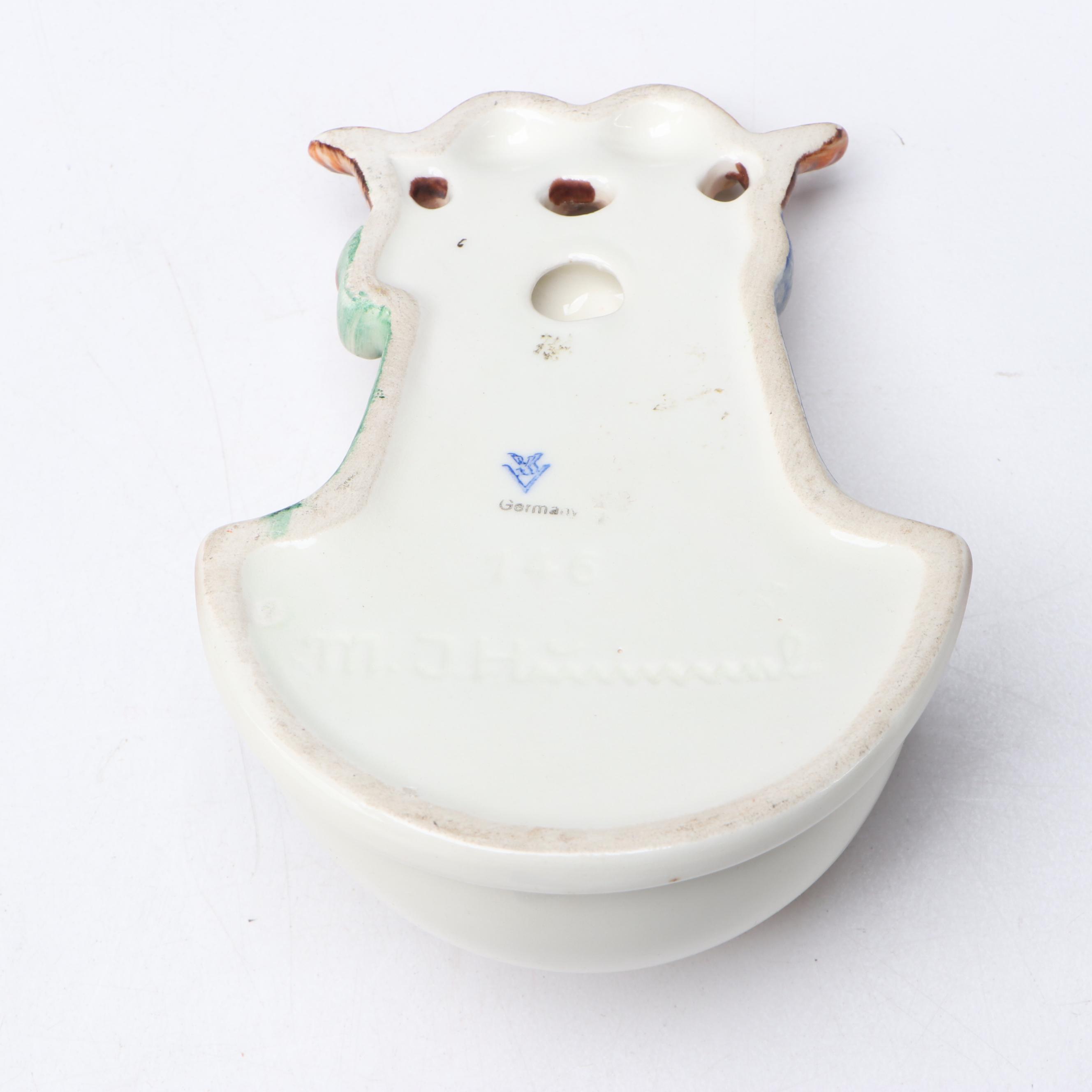 Goebel Hummel Holy Water Font with Martha Budich Apple Vendor Figurine